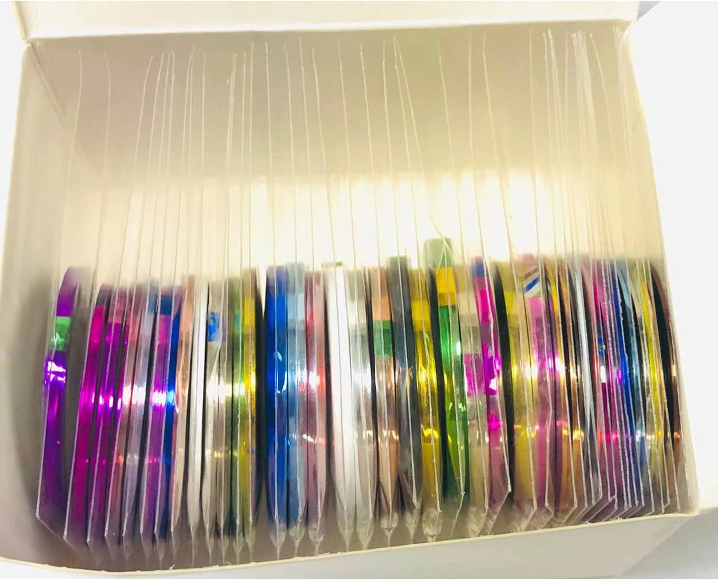 Nail Art Striping Tape Lines Kit 36 pcs 1mm 2mm 3mm Nail Tape Strips for Design DIY Silver Nails Striping Tape (Silver)