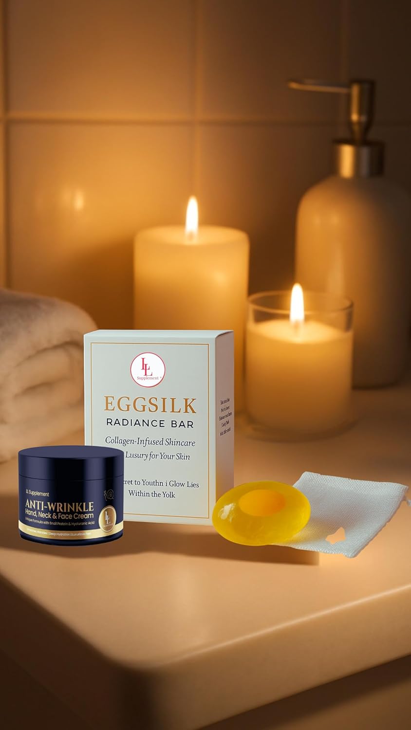 L & L Supplement EggSilk Egg Soap Radiance Bar with Yolk Extract | For Smooth, Glowing Skin | Gentle for Face & Body, All Skin Types | Sulfate-Free, Cruelty-Free, Clean Beauty | 80g