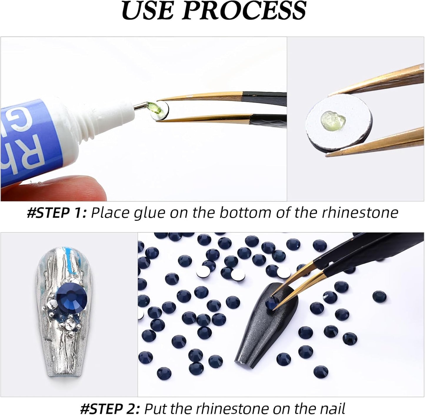 Montana Flatback Rhinestones, Glass Rhinestones for Nail Art and Craft, Glue Fix, Loose Crystal Gemstones(Montana, SS8, 1440pcs, 2.3-2.5mm)