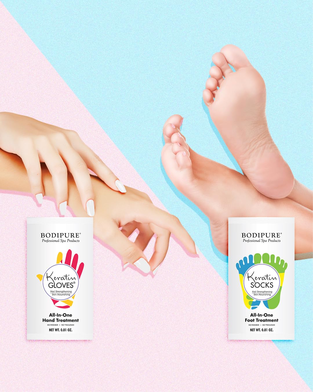 Bodipure All-In-1 Moisturizing Hand Mask Gloves – Keratin & Vitamin E Treatment for Dry Cracked Hands, Deep Hydration Repair Gloves, Strengthen Nails & Soften Cuticles, Spa Hand Care 24 Pairs