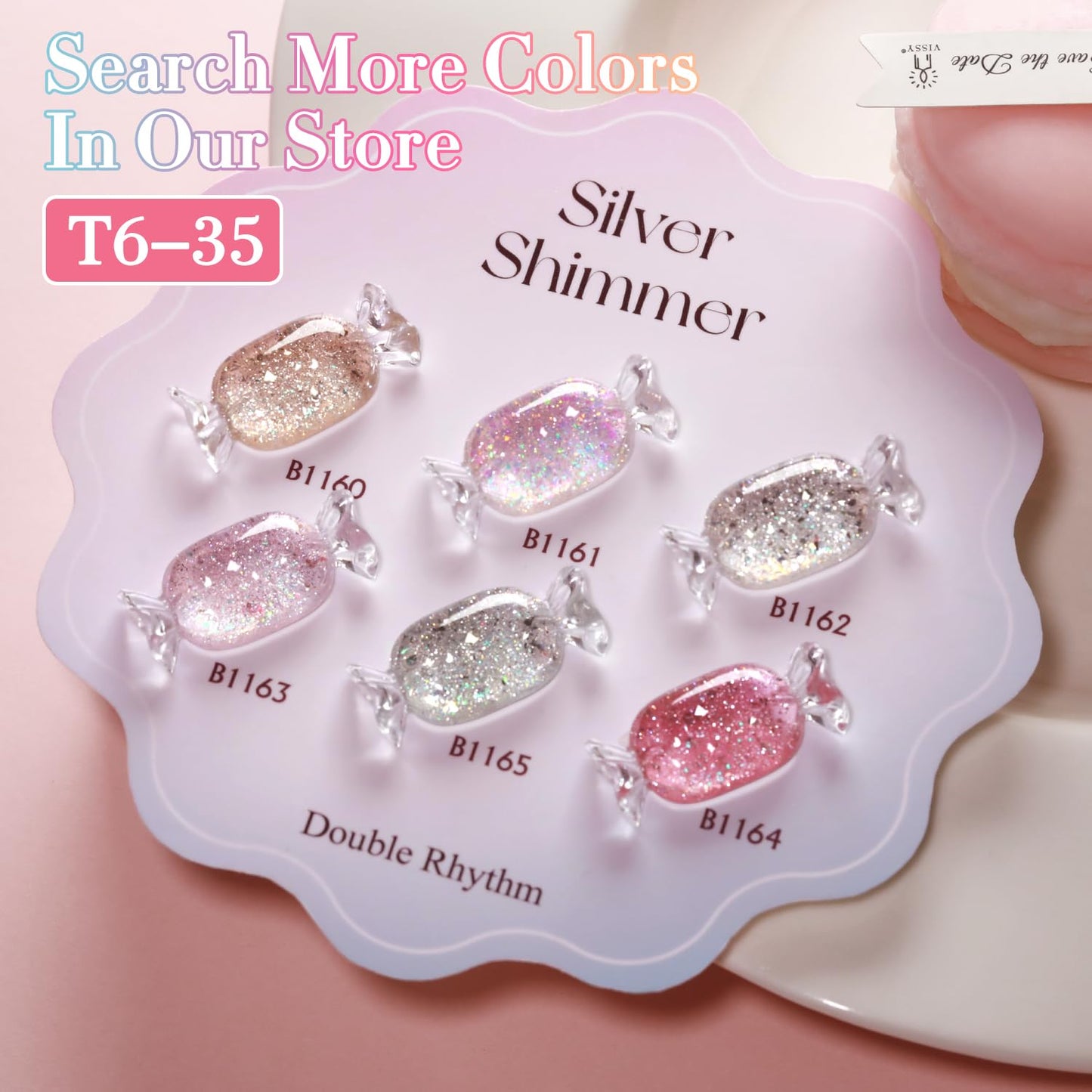 Double Rhythm 0.5Oz Glitter Gel Polish Shimmer Reflective Color for Nail Art Salon DIY Soak Off 15ml Nail Lamp Gel Polish at Home (Rainbow Silver-B1165)