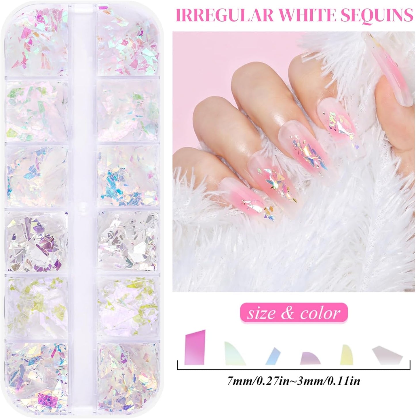 5 Boxes 60 Colors Holographic Nail Art Sequins Kit, Iridescent Sparkle Laser Hollow 3D Star Butterfly Heart Round Mixed-shapes Nail Glitter Flakes for Manicure Body Makeup Craft DIY (2-colorful-kit2)