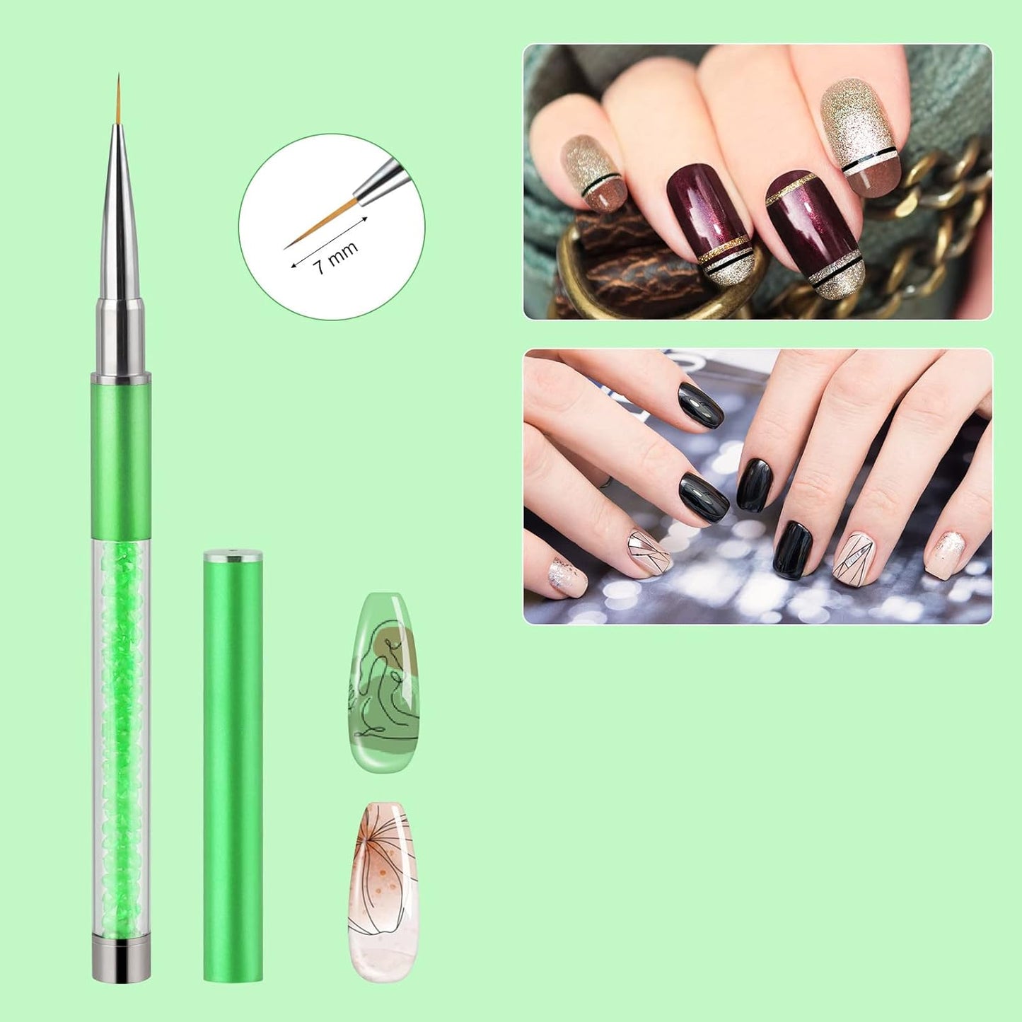 Artdone Nail Art Brushes Set,6PCS Nail Art Liner Brushes For Gel Nail polish Design pen,Nail Drawing Pens For Nail Art Tools Design Pen Small Detail Brushes