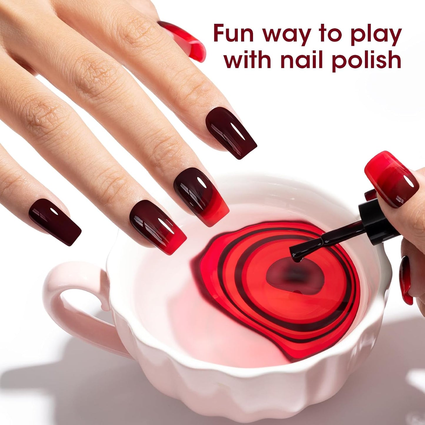 GELLEN Dark Red Nail Polish & Base Top Coat, Deep Burgundy Cherry Wine Blood Red 4 Colors Set, Quick Air Dry Regular Nail Polish for Women Gifts Home Salon Nails, Not UV Gel, Hema Free, Non-toxic