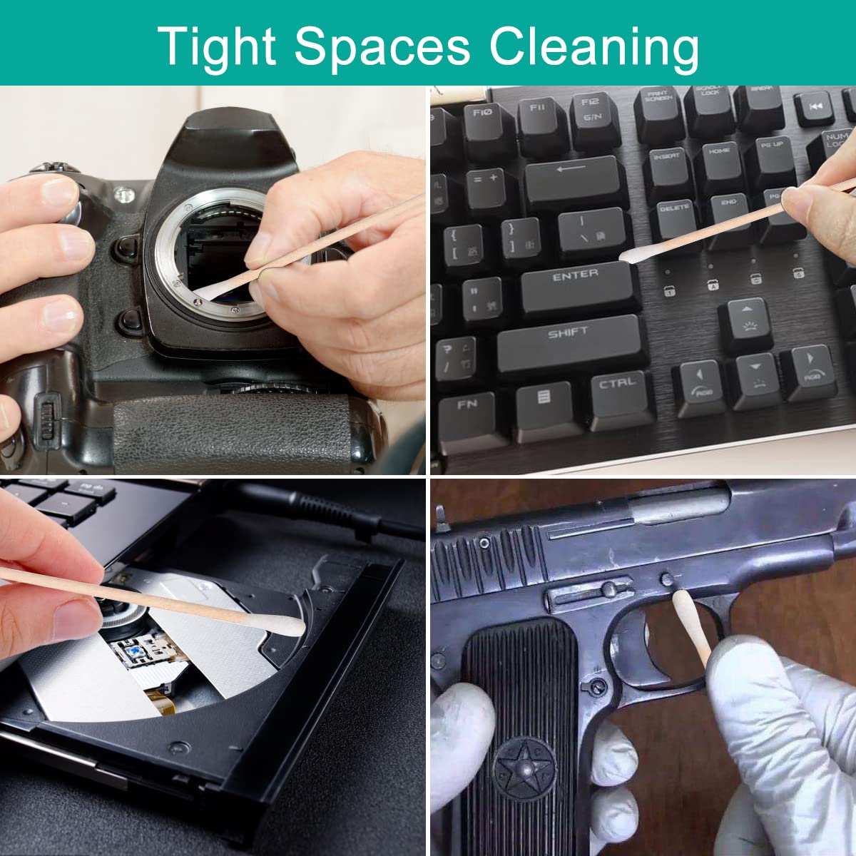 Eyxformula 600 PCS 6 Inch Cotton Swabs with Sturdy Bamboo Sticks – Extra Long, Lint-Free, High Absorbent, Non Sterile Cotton Tipped Applicators for Dog Ear Cleaning, Gun Cleaning, Makeup, Crafts