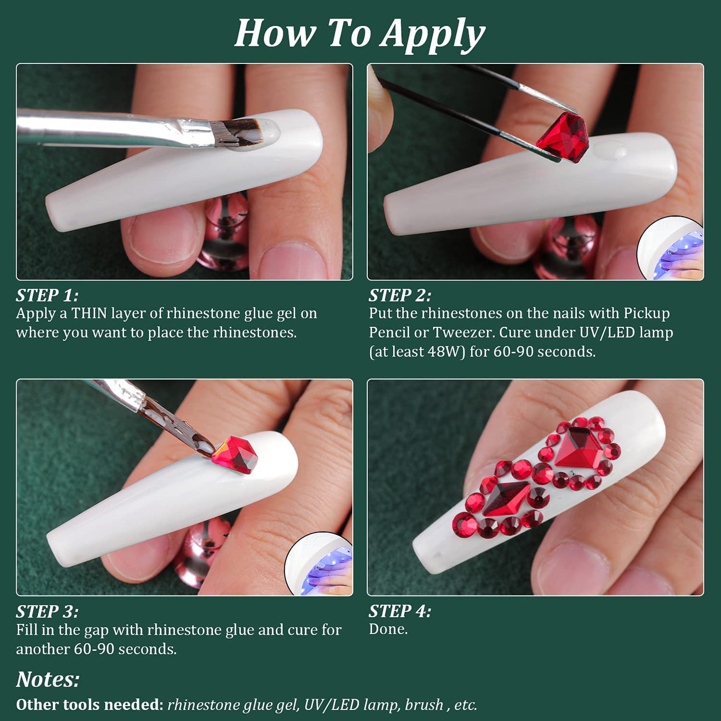 Multi Shapes Dark Blue 3D Glass Crystal Nail Art Rhinestones Kit with Flatback Round Bead Charm Gem Stone Jewelry Diamond with Pickup Pen + Tweezer for Manicure Makeup DIY Craft Decoration