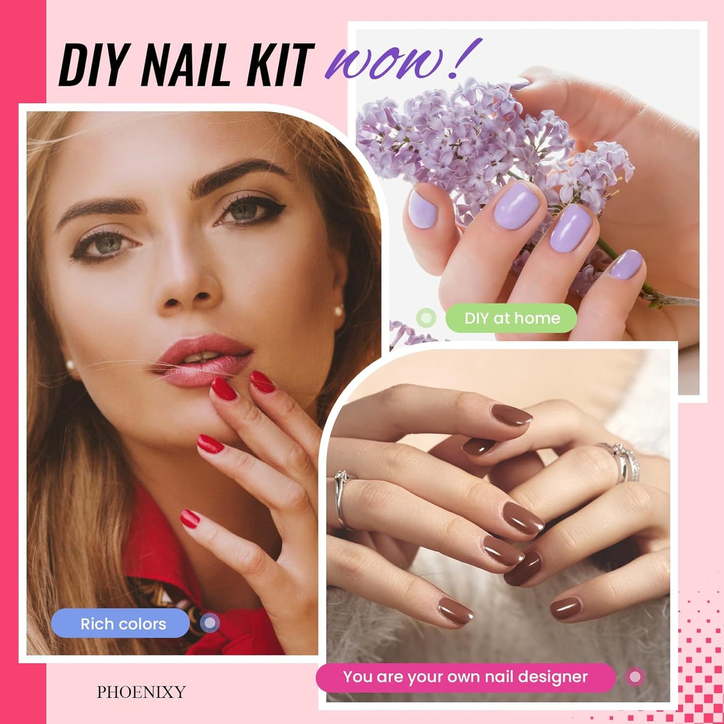 PHOENIXY 53 Pcs Gel Nail Polish Kit with U V light and Drill, 35 Colours Gel Polish with 5 Pcs Base Top Coat Manicure Starter Nail Polish Set Gifts for Women ST9014