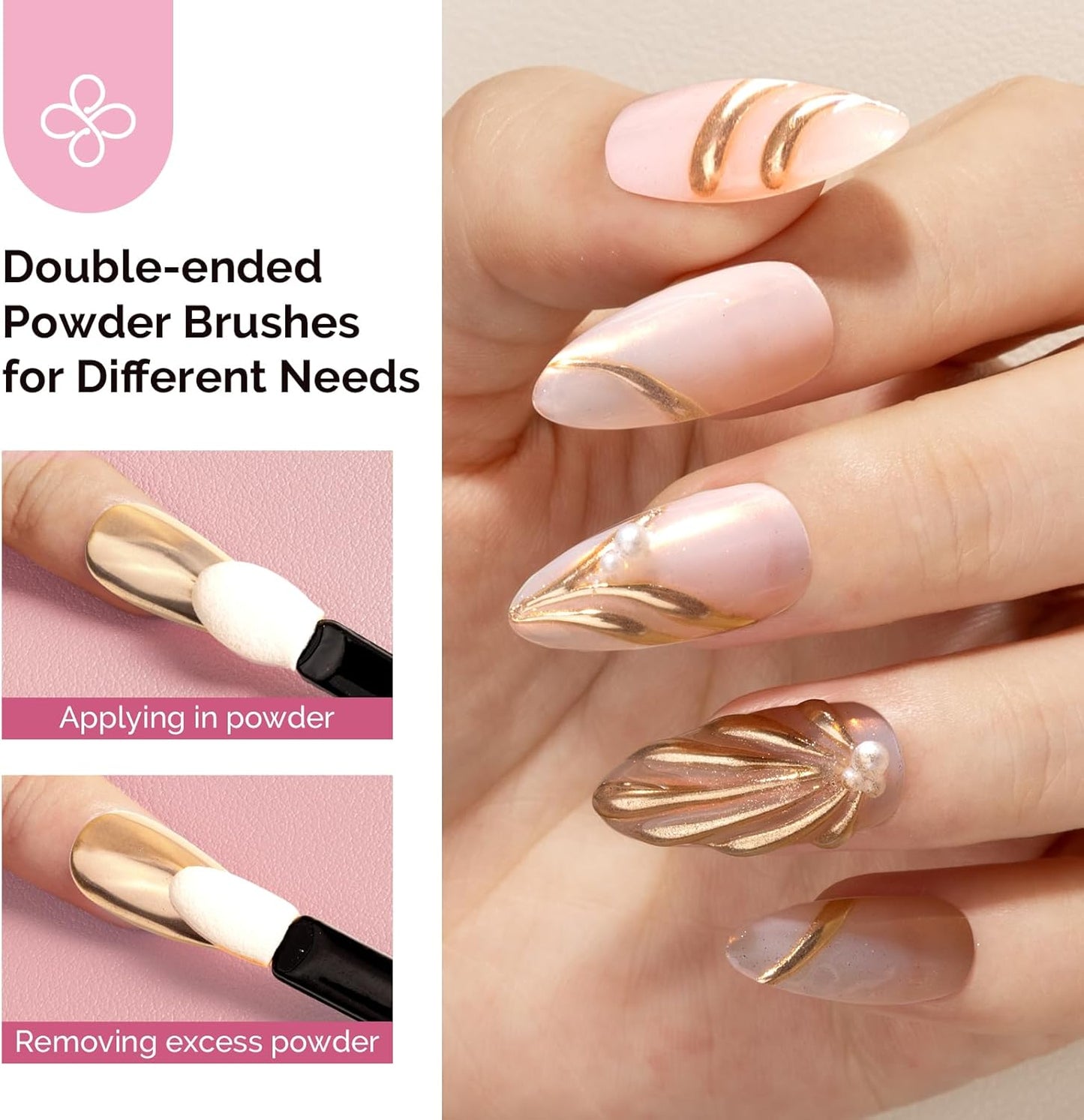 MelodySusie 4Pcs Chrome Nail Powder for Gel Nails, Aurora Fine Glitter Powder Mirror Effect Pigment Pearlescent Mermaid Pigment Pearl Glitter for Home DIY Salon Use