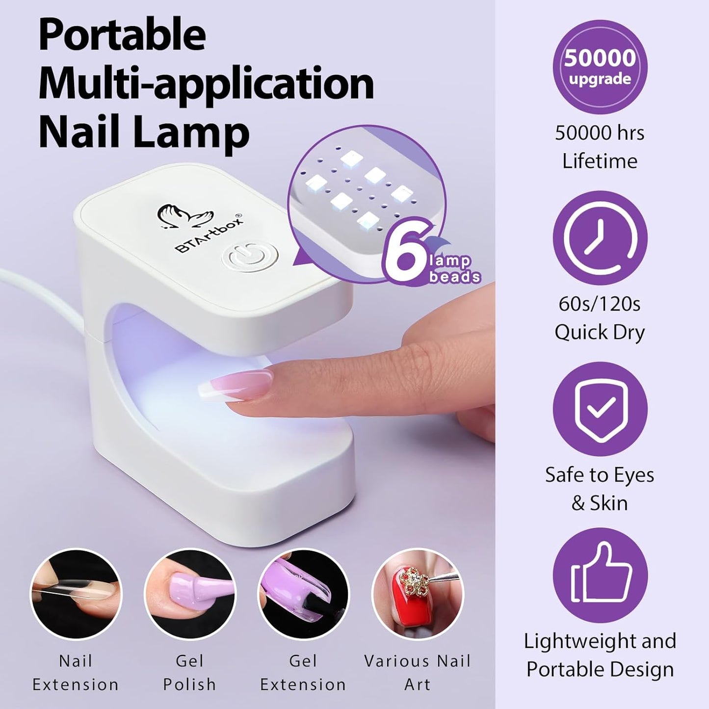 BTArtboxnails Nail Tips Builder Gel - Long Lasting 15ml Builder Gel with Portable Nail Lamp for French XCOATTIPS, 30+Days French Protection Duo Nail Extension Tool for Nail Art