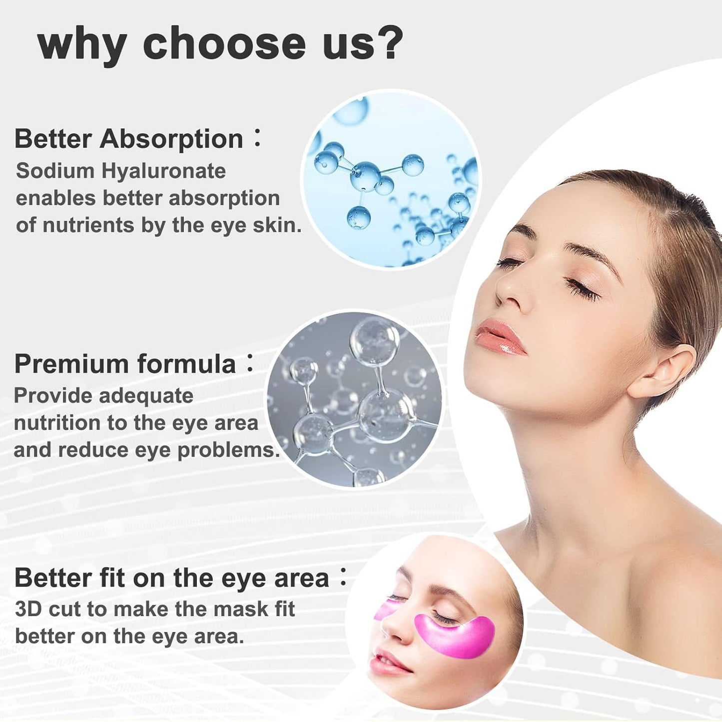 Permotary 30 Pairs Gel Collagen Eye Pads,Crystal Collagen Under Eye Mask for Moisturizing,Reducing Fine Lines&Dark Circles& Puffy Eyes Under Eye Patch for Women Men, Pink