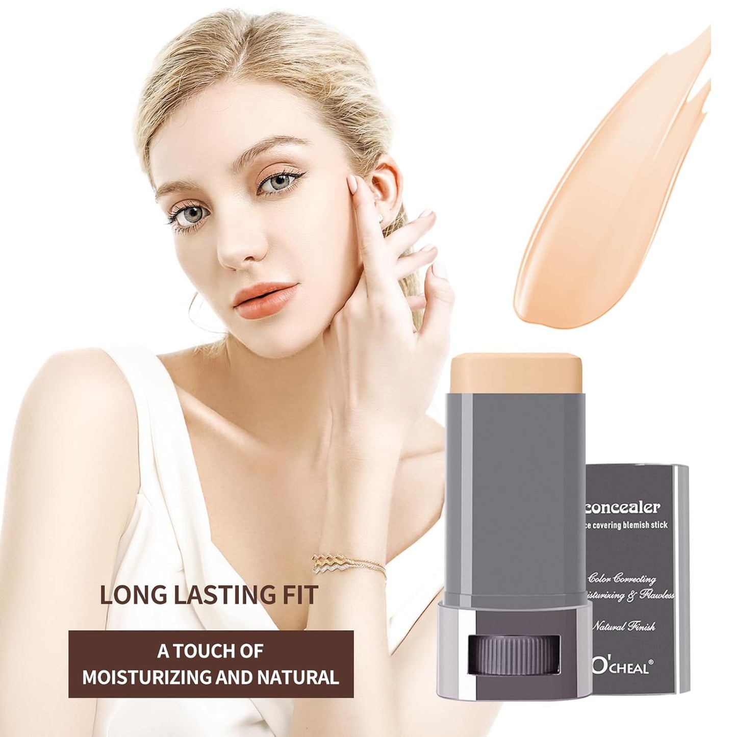 O'CHEAL Face Foundation Contour Stick Long-wear Lightweight Brighten Stick Face Concealer Blemish Contouring Beauty Makeup 01#IVORY