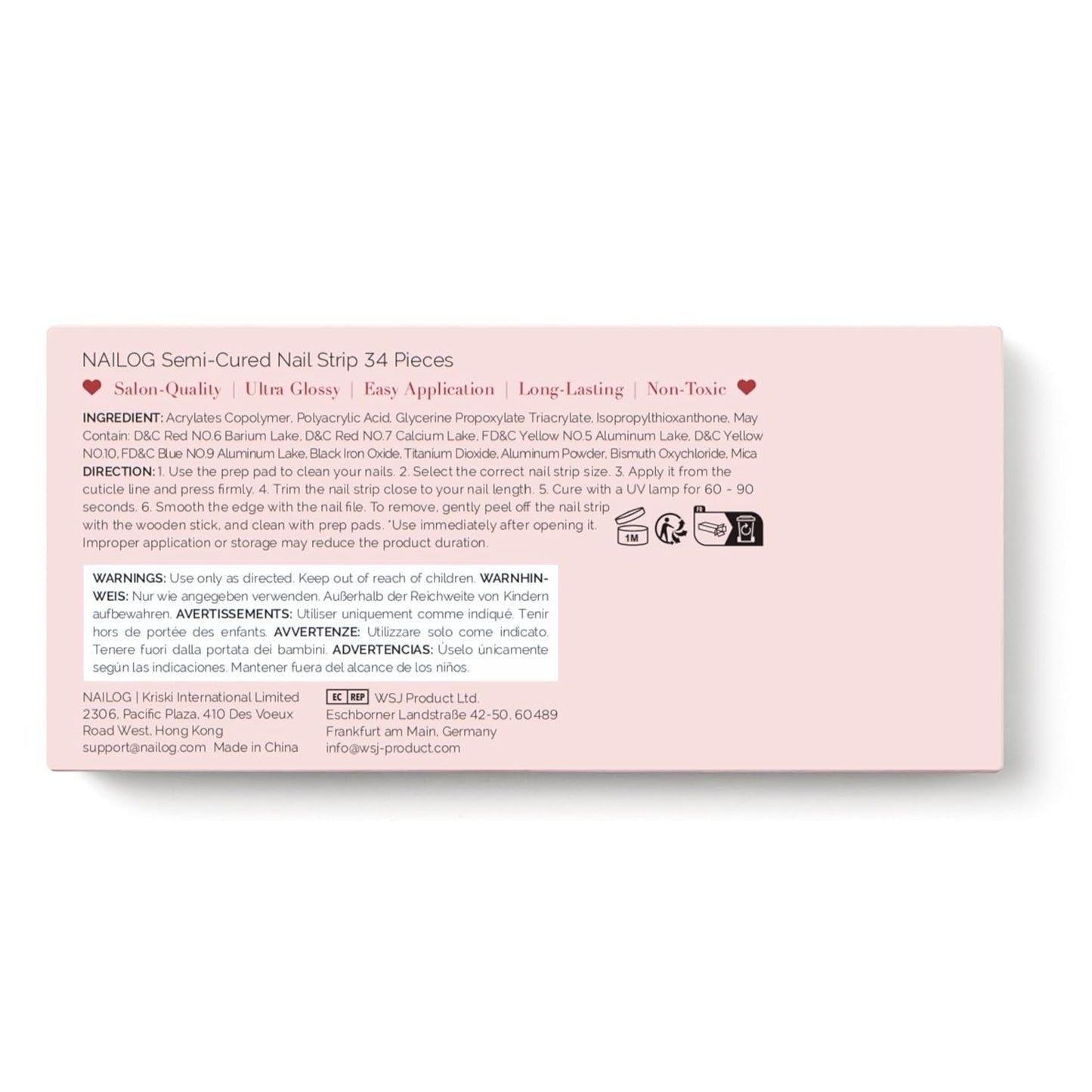 Nailog Semi Cured Gel Nail Strips 34 pcs for Christmas | Long Lasting Nail Polish Sticker Wraps with Glossy Gel Finish (Santa is Here)