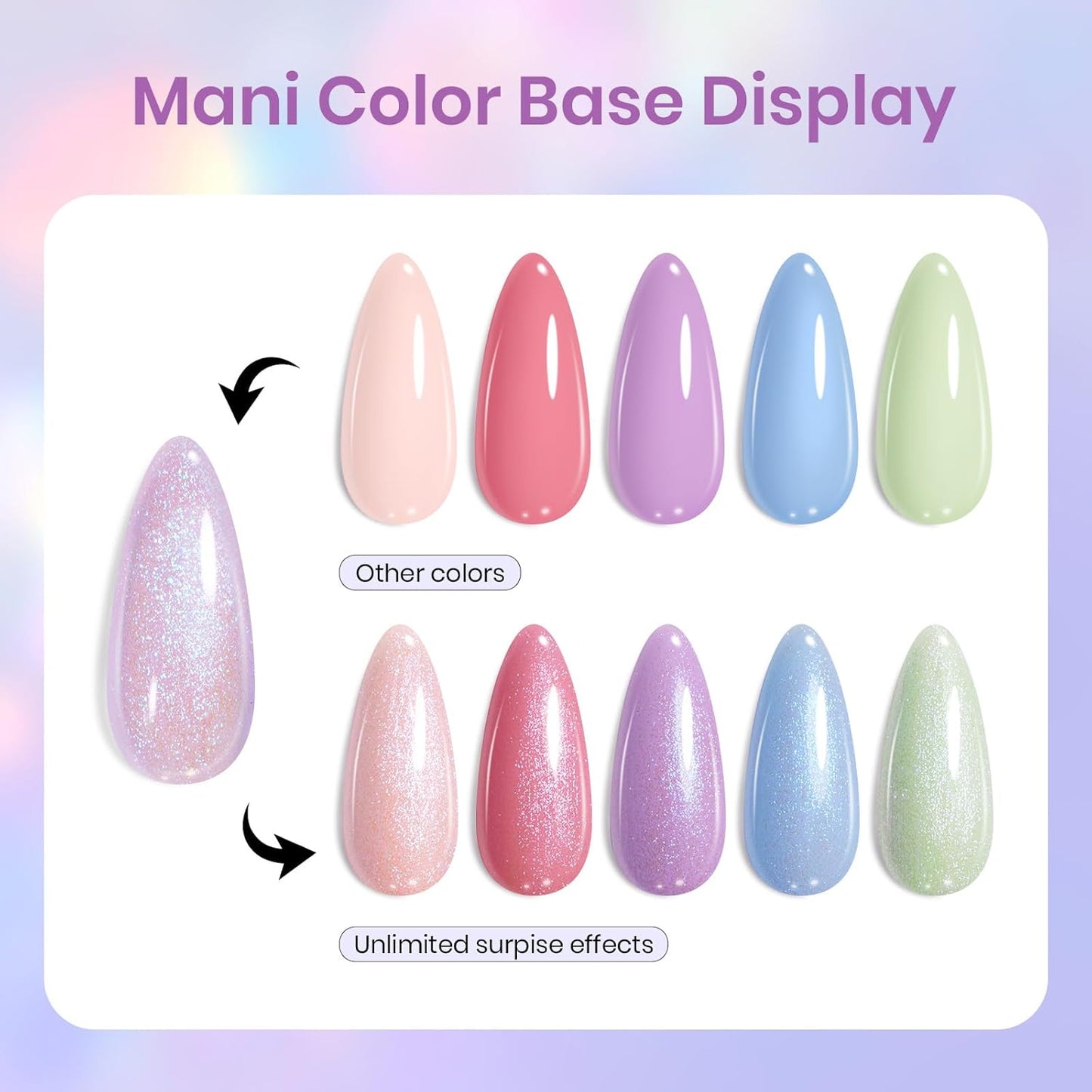 Beetles Glitter Gel Nail Polish, 15ML Purple Jelly Gel Polish Shimmer Neutral Nail Polish Sheer Translucent Effect Nail Concealer Soak Off UV Luminous Mirage Series Manicure Gift for Women