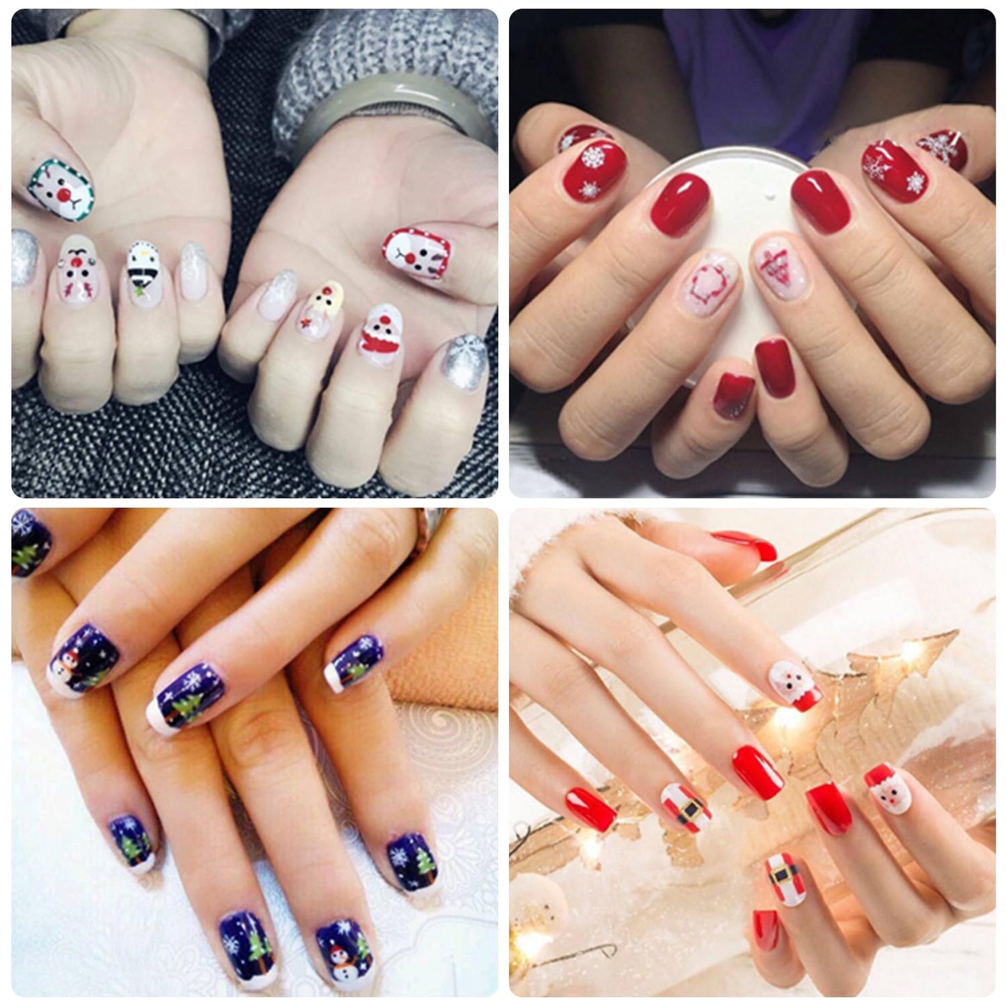 WOKOTO 20 Sheets Christmas Full Wraps Nail Polish Stickers Stick On Nail Polish Strips for Christmas Day Winter Nail Art Decals Gel Nail Wraps Christmas Father Deer Tree Gel Nail Strips Stickers