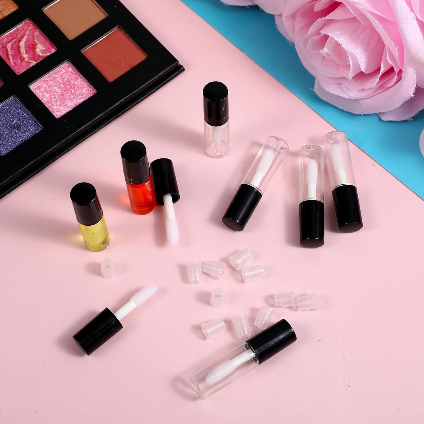 100 Pcs 1.2 ml Mini Lip Gloss Tubes Empty Lipgloss Tubes with Wand Clear Refillable Lip Balm Gloss Containers Lips Glosss Bottles for DIY Lipstick Samples Lips Balms Lipgloss Making(Black)