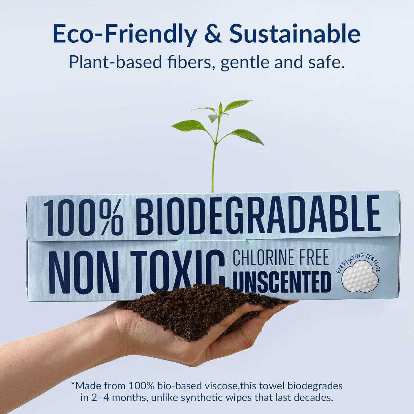 XL Disposable Face Towels, 100% Biodegradable, Non-Toxic, Unscented Thick Face Towelettes for Sensitive Skin Face Washing, Ultra Soft Makeup Remover Dry Wipes, 180 Count (3 Pack)