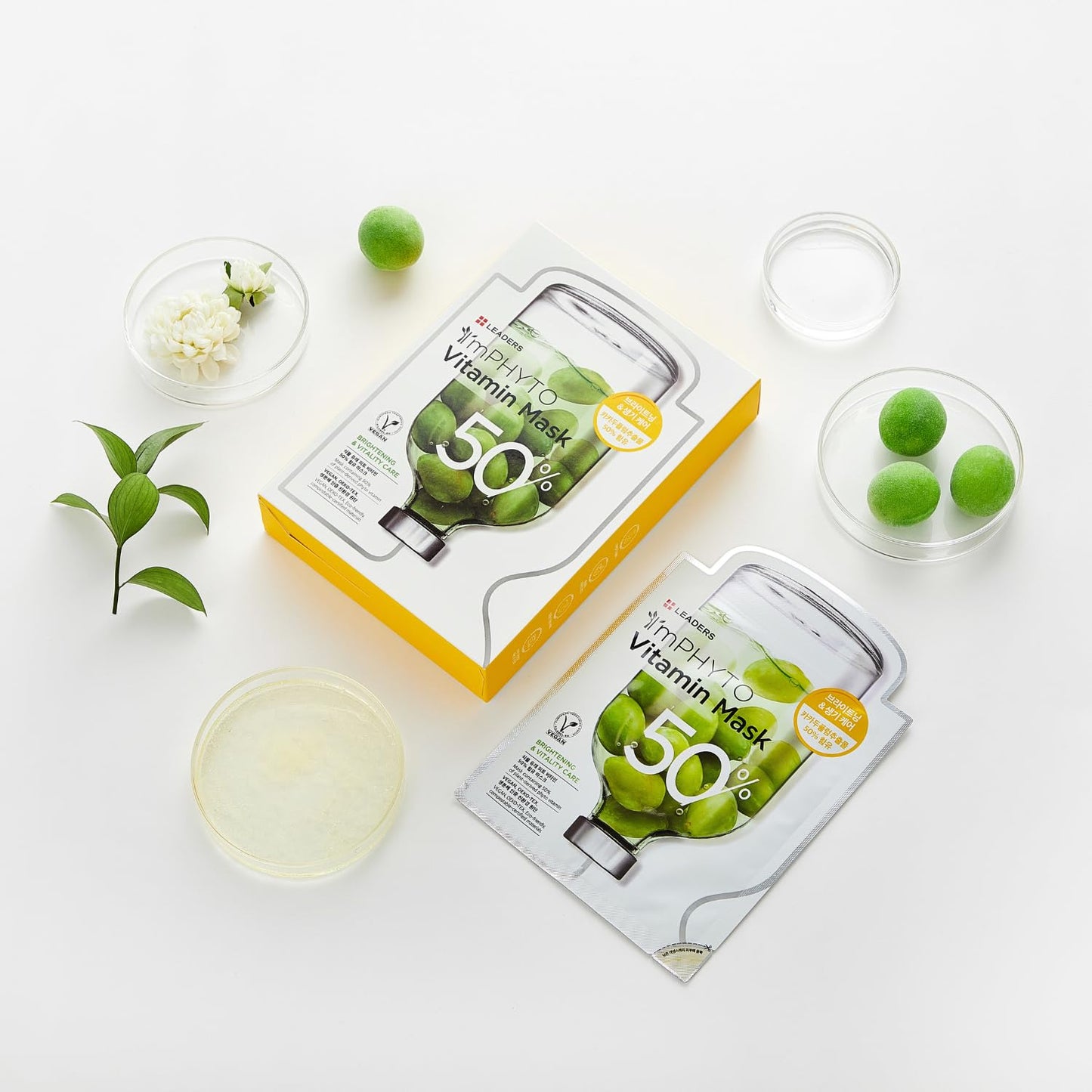 I'MPHYTO Leaders Facial Mask 10 Sheet Vitamin Vegan Mask | Vitality Skin Care | Plant-Based Ingredient from Kakadu Plum Extract | Enriched with Vitamin B1, B2 & C | Natural Cellulose Sheet