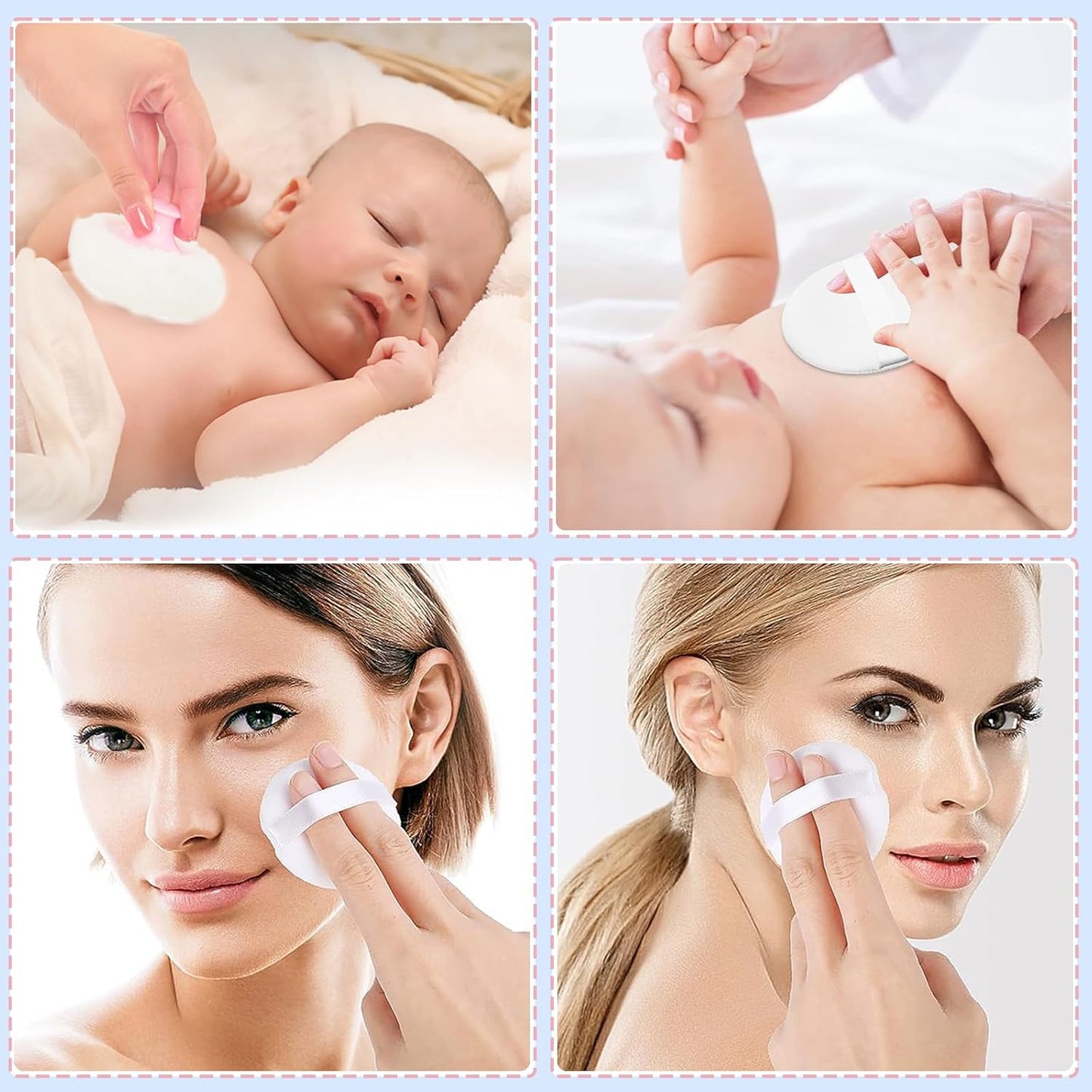 SHIMIDO Body Powder Puff and Container, 3.15" Portable Empty Body Powder Container for Baby Women's Loose Dusting Powder, Powder Case Box with Lids for Bath, Travel and Home Use (Dark Night)