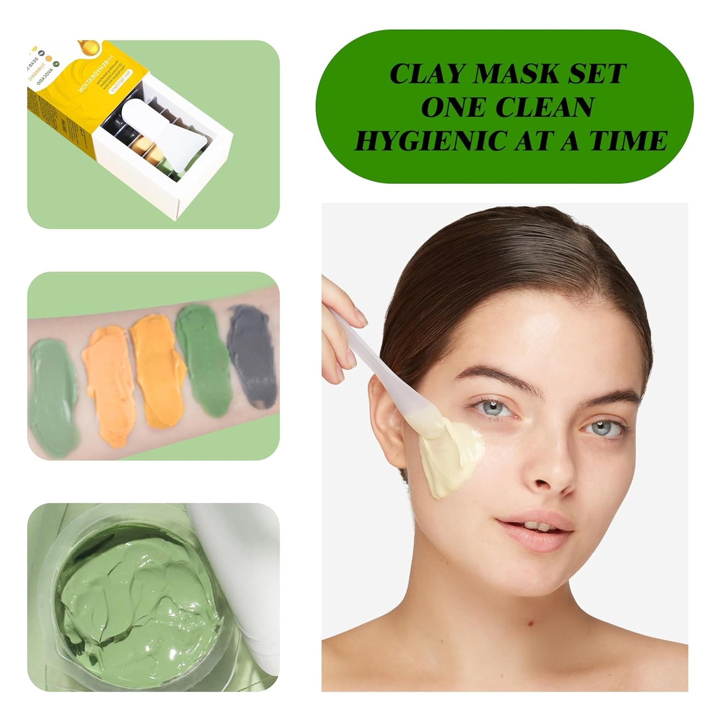 Clay Mask Set (10 Pods) Gold Eye Patches (20 Pairs), Mud Mask Deep Pore Cleansing Acne Blackhead Removal, Eye Patches for Puffy Eyes Dark Circles, Men & Women Facial Mask Eye Masks Skin Care.