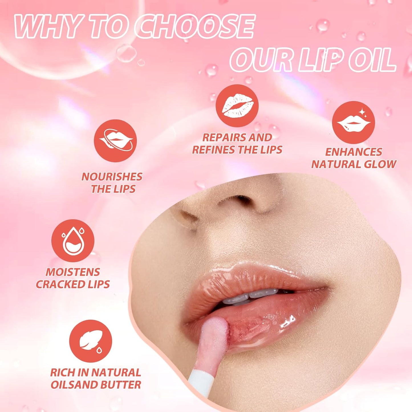 LANGMANNI Moisturizing Lip Oil,No-Sticky Lip Gloss Lip Balm Lip Care,Fruit Flavoured Lip Oil For Dry Lip's Moisturizing Hydrating And Nourishing ((Cherry))