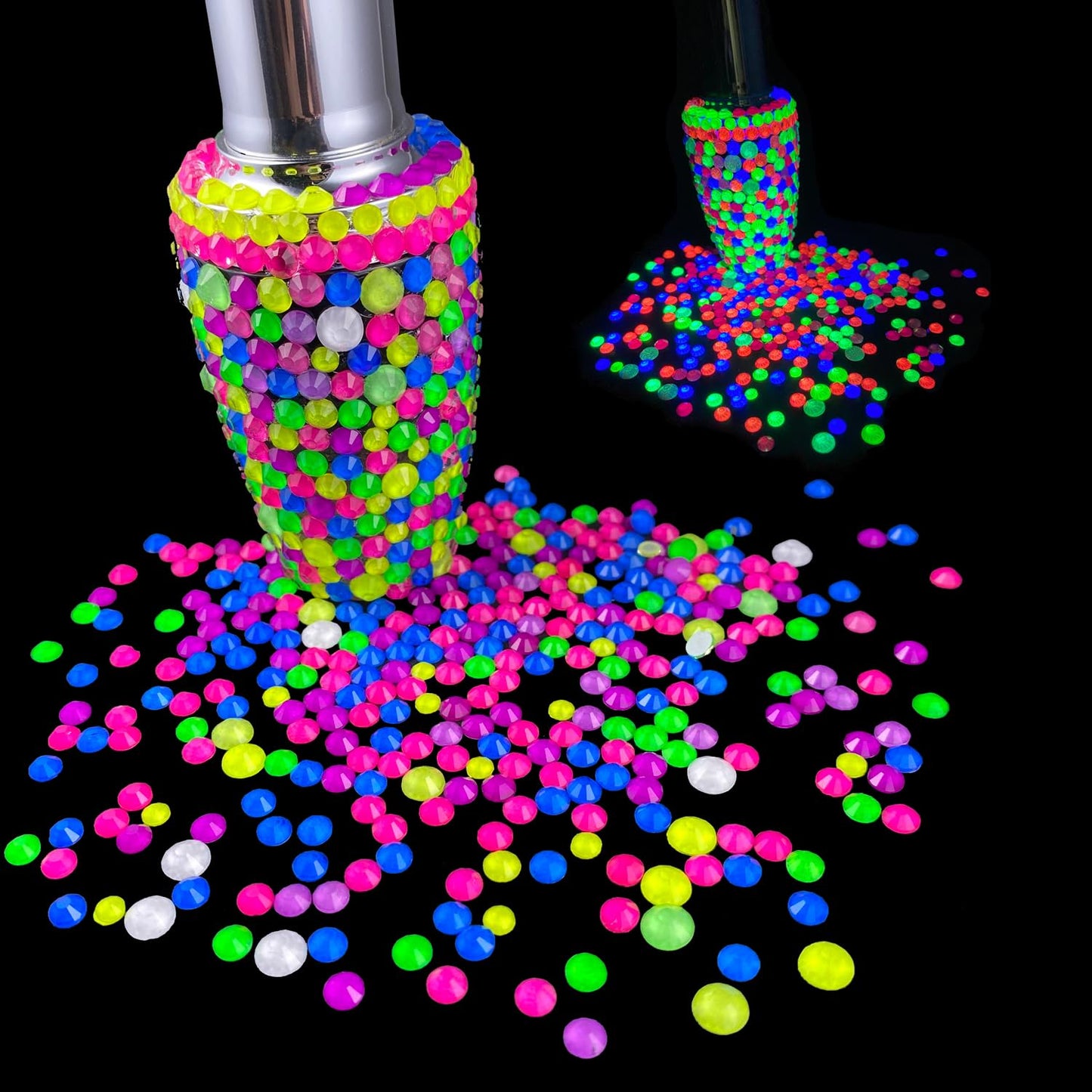 Flatback Glass Rhinestones,Bedazzler Gems 1440pcs Non Hotfix Crystal Rhinestones for Nail Charms Crafts Clothes Tumblers,Hot Pink Neon,SS20