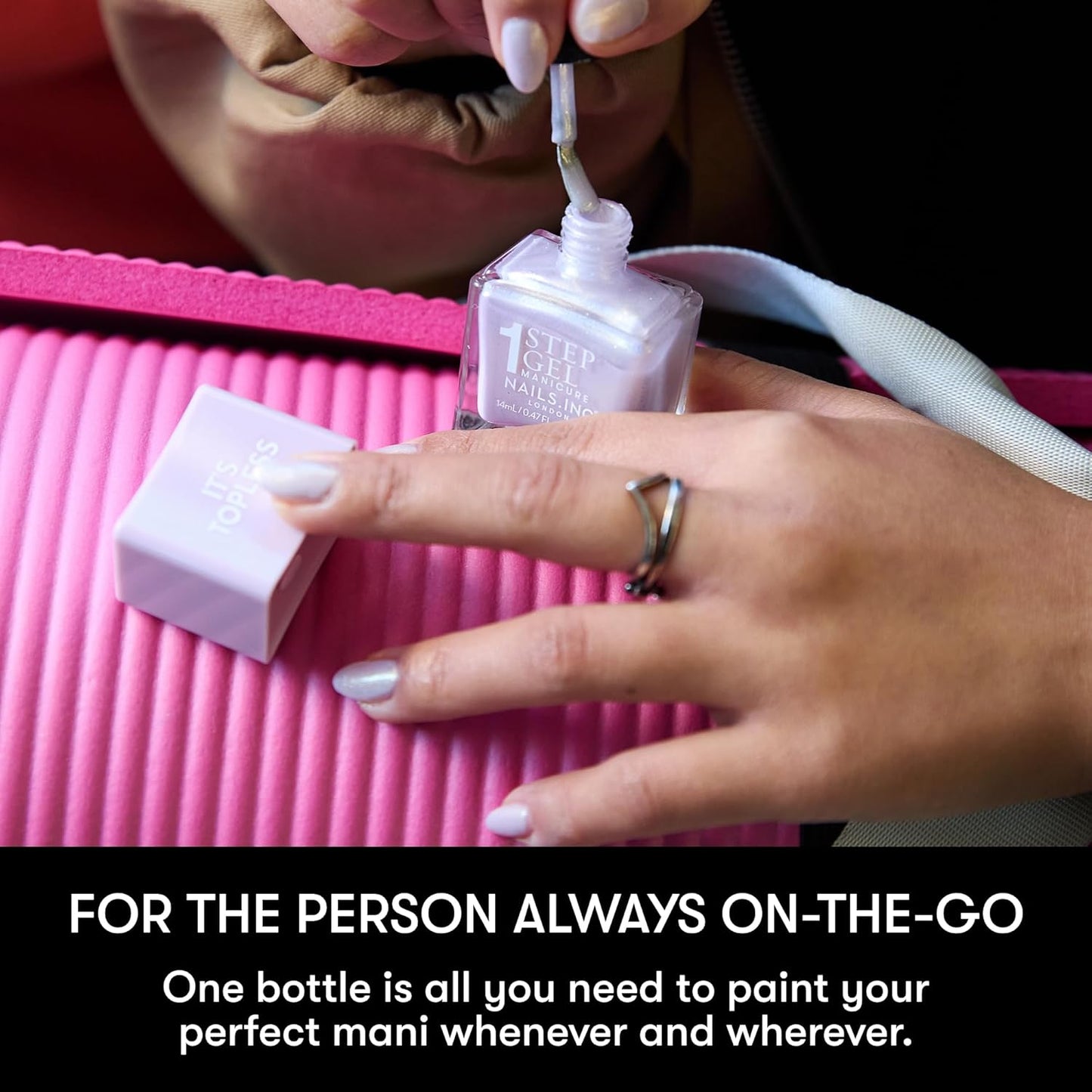 Nails Inc It's Topless Gel-Like Nail Polish, 4-in-1 Base Coat, Treatment, Color & Top Coat, Long Lasting, Strong, Chip Free Nails, Glossy Salon Quality Manicure, Air Dry, Sabrina, 0.47 Fl Oz