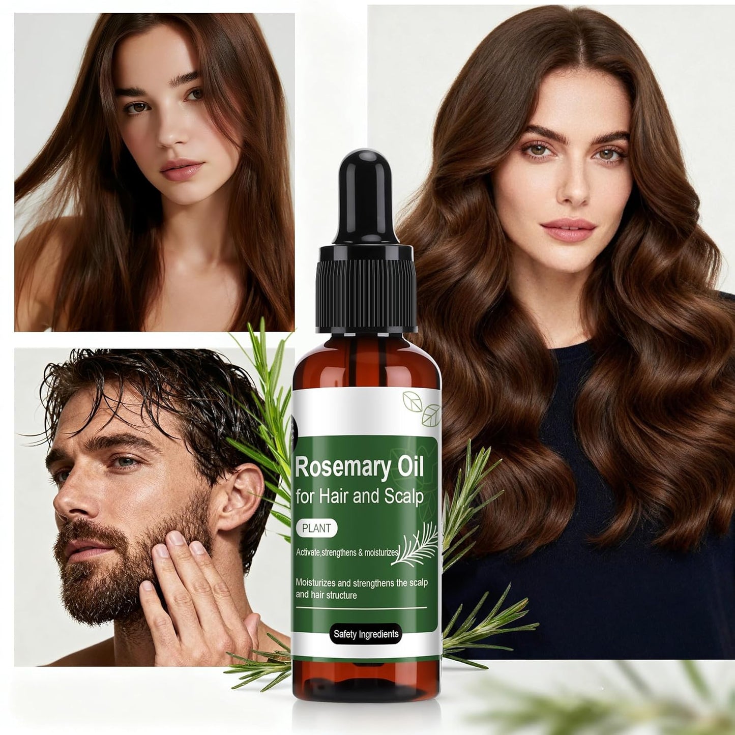 Rosemary Oil for Hair-2 Pack,Split Ends & Dry Scalp Treatment,Nourishing & Volumizing,Hair Strengthening Treatment,Scalp Care Promotes Hair Thickness for Men Women(1.69 Fl Oz).