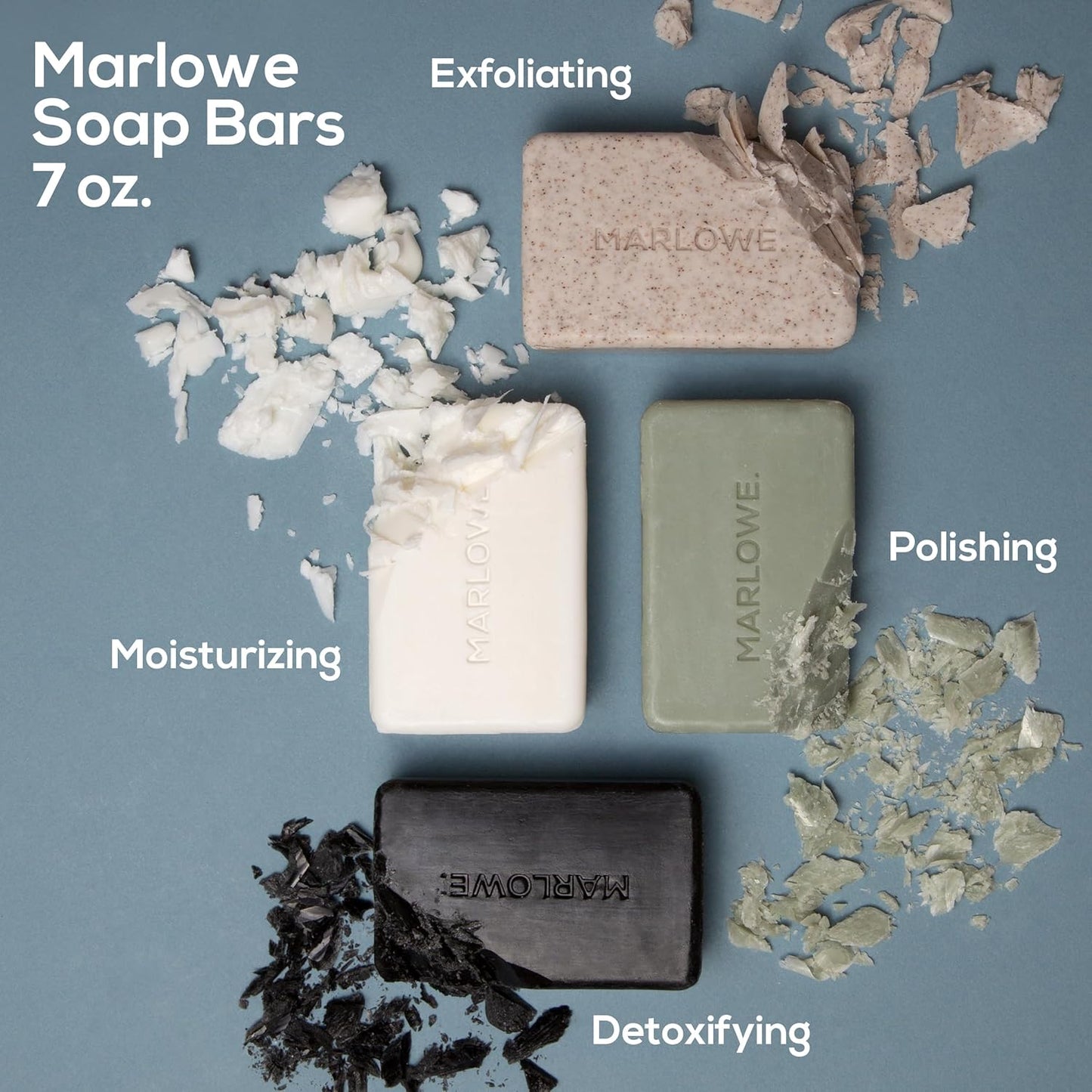 MARLOWE. No. 108 Lightly Exfoliating Soap Bar, 7oz, Polishing, Moisturizing & Cleansing Bar Soap for Men, Made with Natural Ingredients