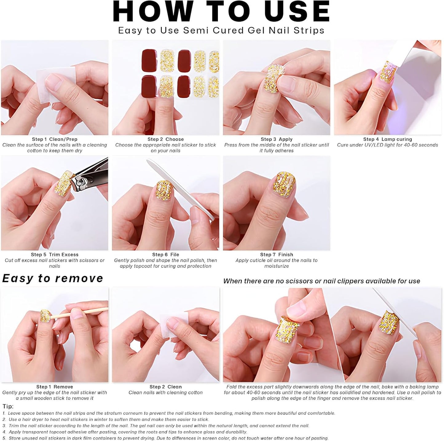 Semi Cured Gel Nail Strips with Glitter Butterfly Designs Colorful Gel nail stickers Salon Quality & Easy to Use for Women 20 Pcs