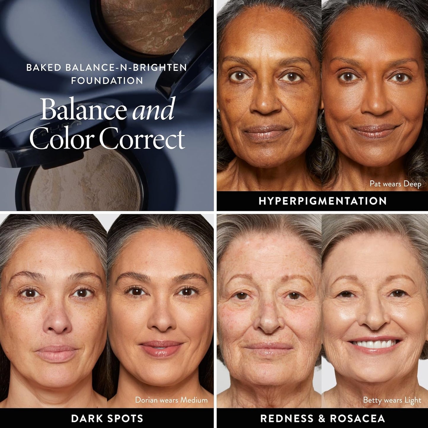 LAURA GELLER NEW YORK Award-Winning Baked Balance-n-Brighten Color Correcting Powder Foundation - Fair - Buildable Light to Medium Coverage - Demi-Matte Natural Finish