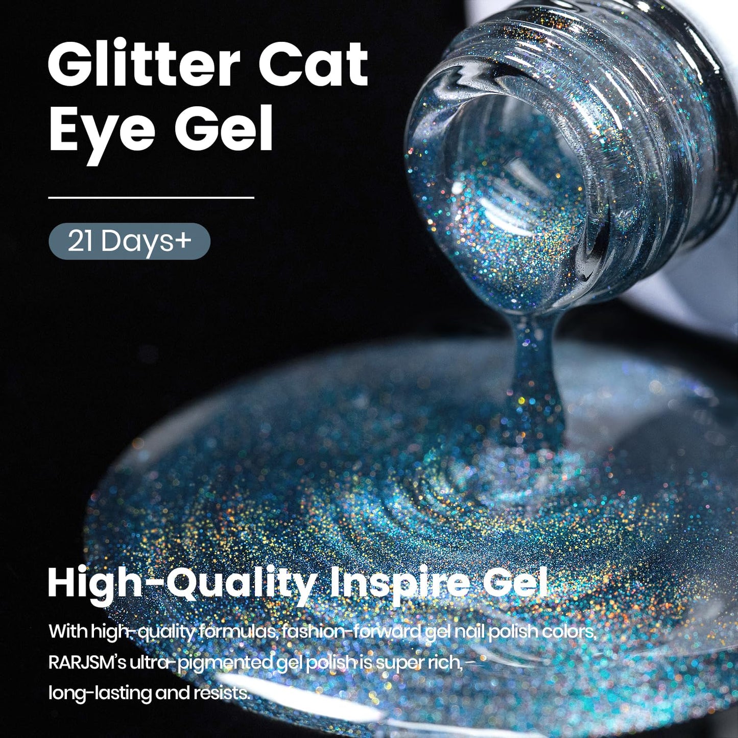 RARJSM Blue Aurora Cat Eye Gel Nail Polish Multichrome Green Orange Color Glitter Candy Glass Diamond Cat Eye Gel Polish with Magnet Stick Soak off UV LED Curing Requires Home Salon Diy Nail Art