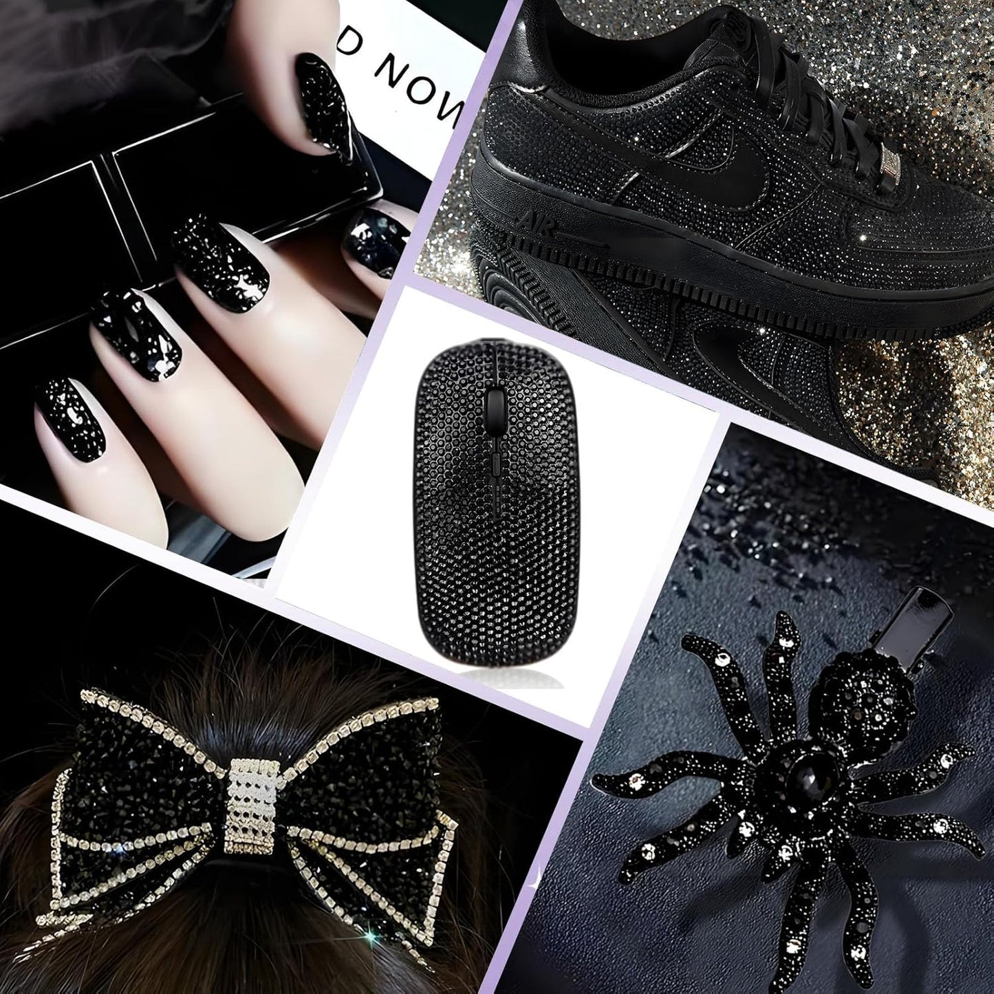 400PCS SS30 Flatback Rhinestones | 12-Facet Diamond-Cut Glass Gems for Nail Art, Clothing, DIY Crafts |Glue-On Decoration Stones with Silver Backing(Jet Black)