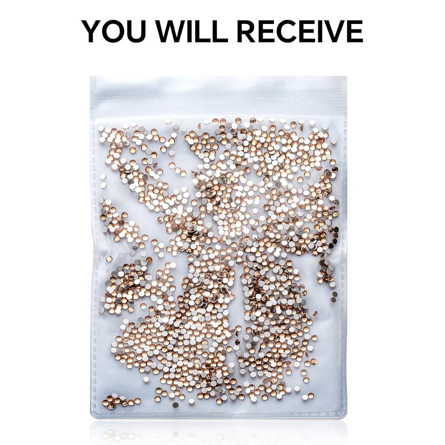 3000Pcs Champagne Crystal Rhinestones,Glass Flatback Rhinestones Mini Gemstones for Nail Face Makeup Art Crafts Clothes Decoration -(SS8,2.4mm,Champagne)