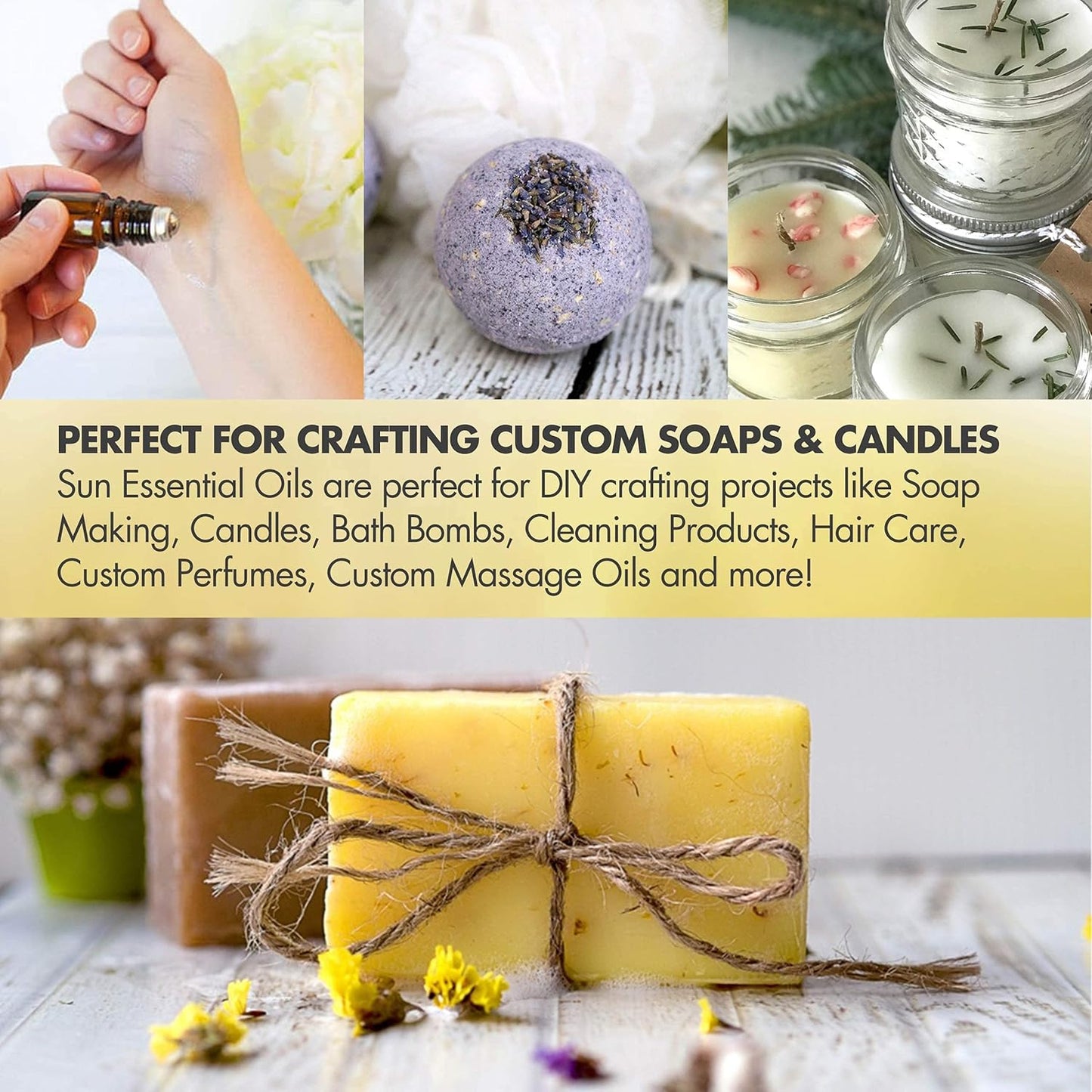 Sun Essential Oil - Lavender Essential Oil 16 oz (473 ml) for Diffuser, Humidifier, Skin, Aromatherapy Massage, Scented for Soap & Candle Making at Home, Calming Aroma for Sleep