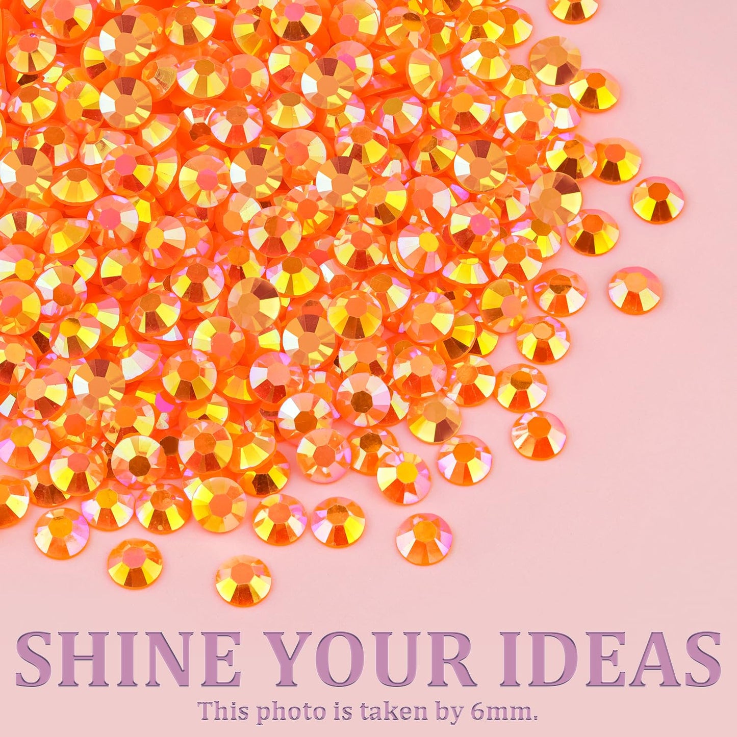 Resin Jelly Rhinestones for Crafting with B7000 Jewelry Glue, 2 Boxes Orange AB Flatback Crystals with 3Pcs 10ml Glue, Bedazzling Non Hotfix Gems for DIY Tumblers Clothing Shoes Manicure