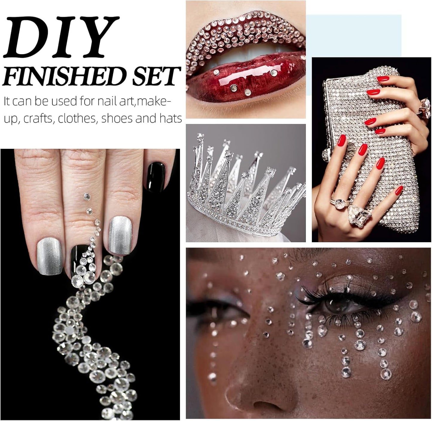 Crystal Clear Flatback Rhinestones, Glass Rhinestones for Nail Art and Craft, Glue Fix, Loose Crystal Gemstones(Crystal, SS4, 1440pcs, 1.5-1.7mm)