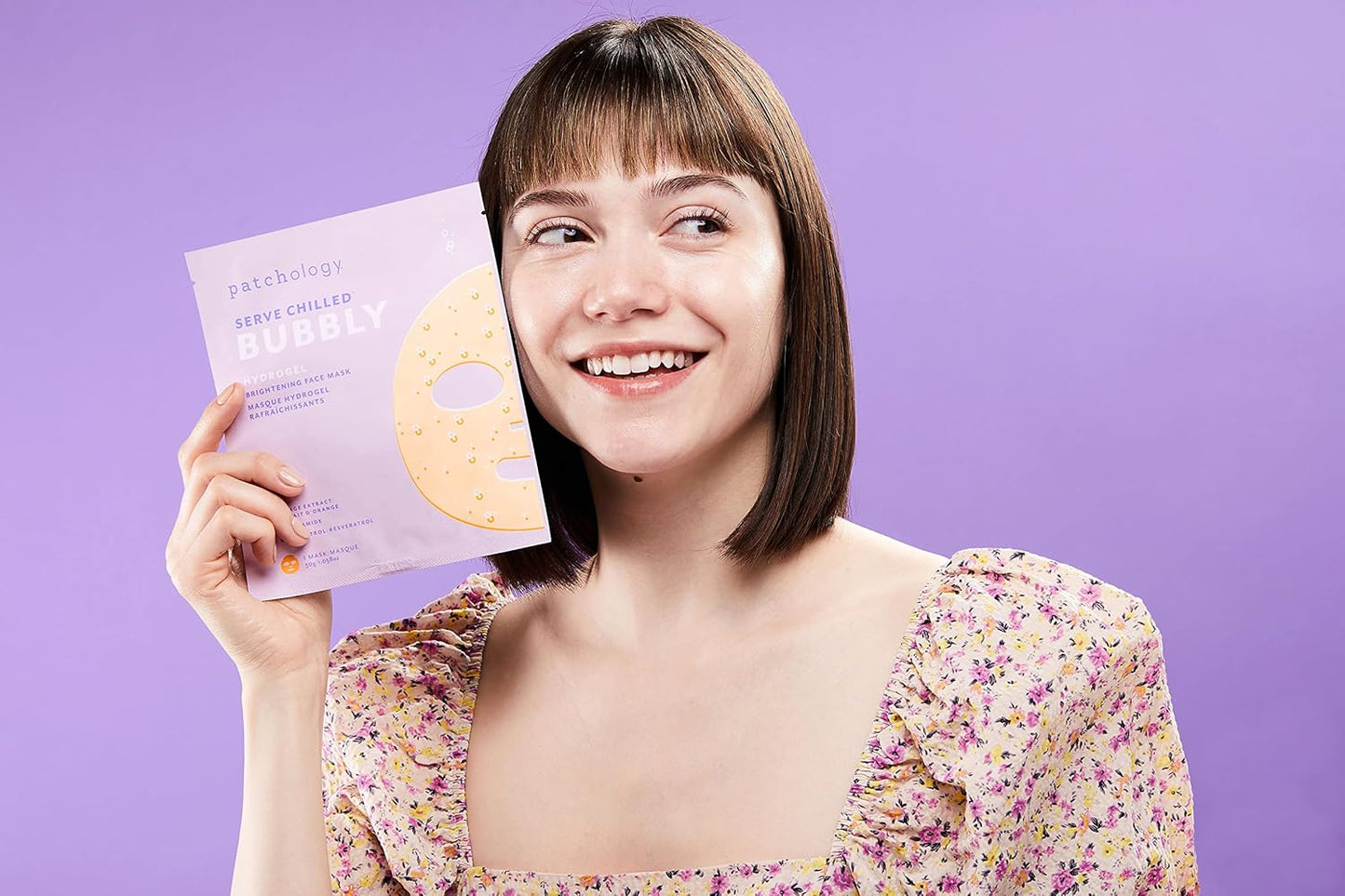 Patchology Brightening Gel Face Mask with Resveratrol and Niacinamide Bubbly - hydrogel Face Mask protects and brightens face while supporting an even skin tone. 1 count.