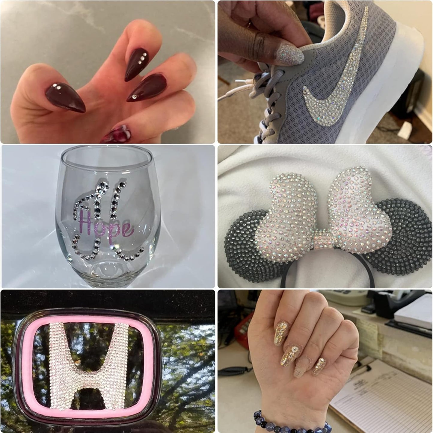 Multi Size 3mm 4mm 5mm Rhinestones Set for Nails Crafts Sapphire Non Hotfix Rhinestones Nail Gems Rhinestone Round Flat Back Resin Rhinestone for Makeup Clothes Shoes Eyes Bottles Crafts