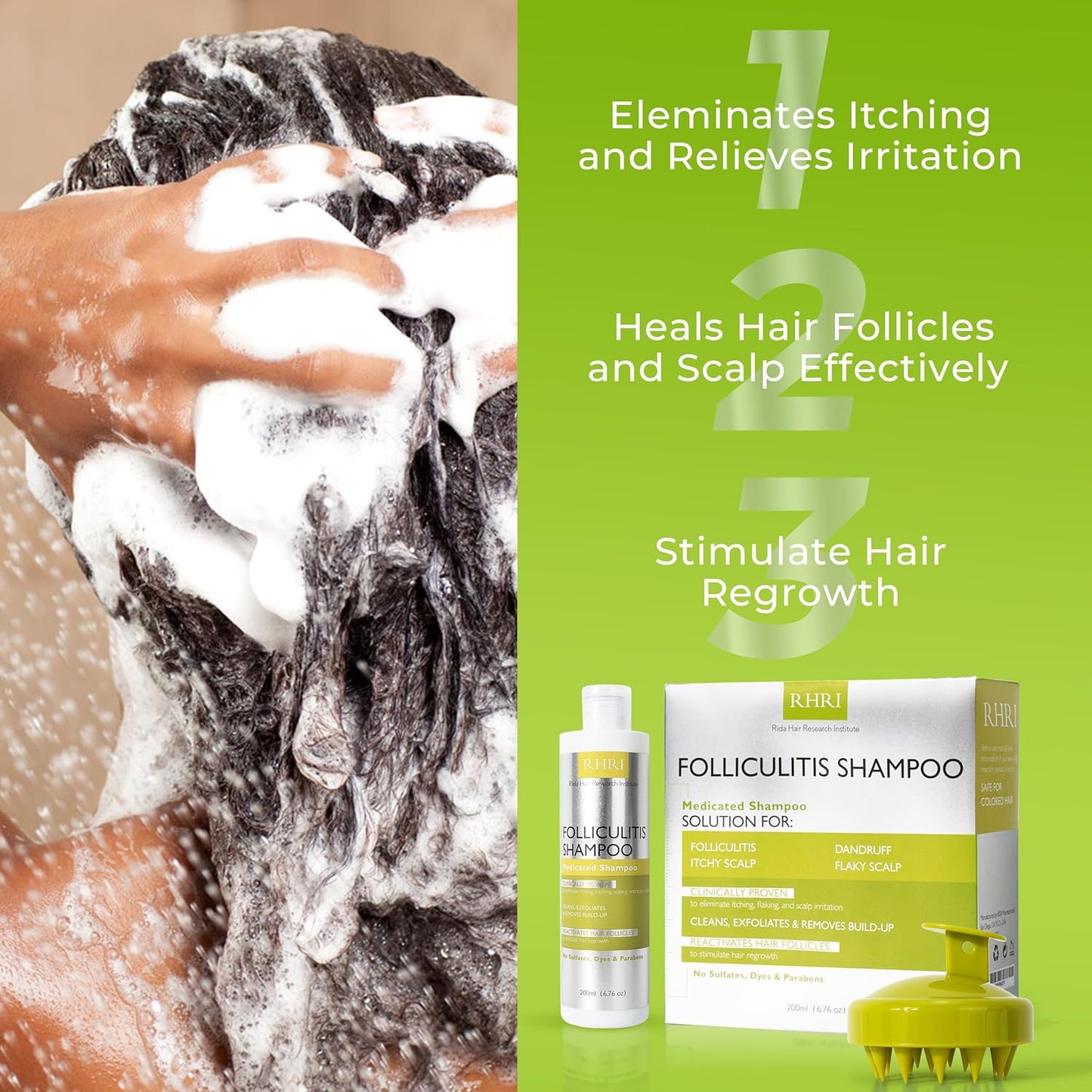 Folliculitis Shampoo | Antifungal Shampoo for Seborrheic Dermatitis, Scalp Psoriasis & Dandruff | Soothes Itchy, Dry Scalp | Cleanses, Exfoliates & Removes Build-Up | Reactivates Hair Follicles