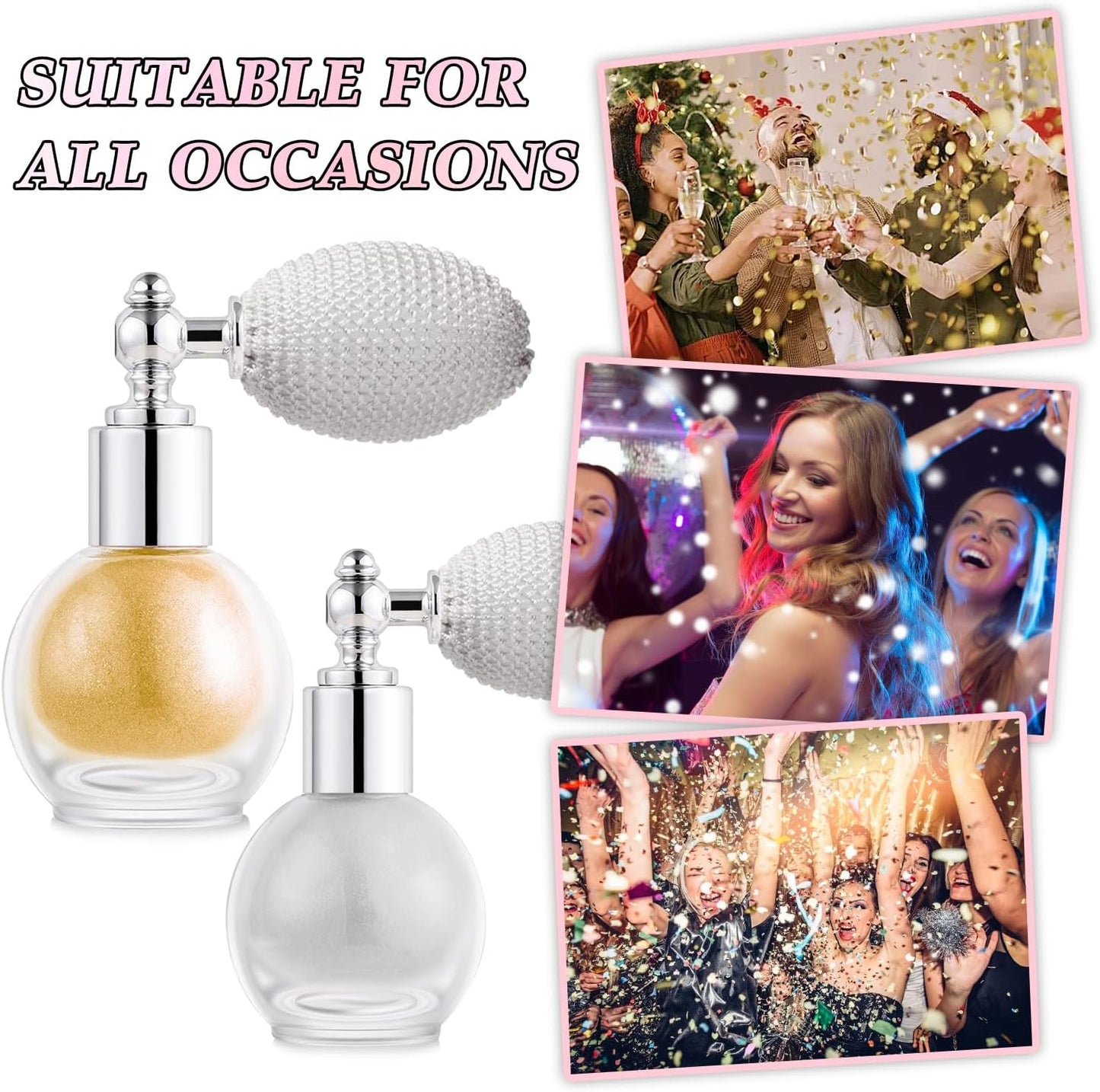 Hair and Body Glitter Spray, Holographic Glitter Highlighter Powder, Face Body Clothes Shiny Glitter, Loose Shimmer Hairspray Festival Rave Prom Accessories (Silver)