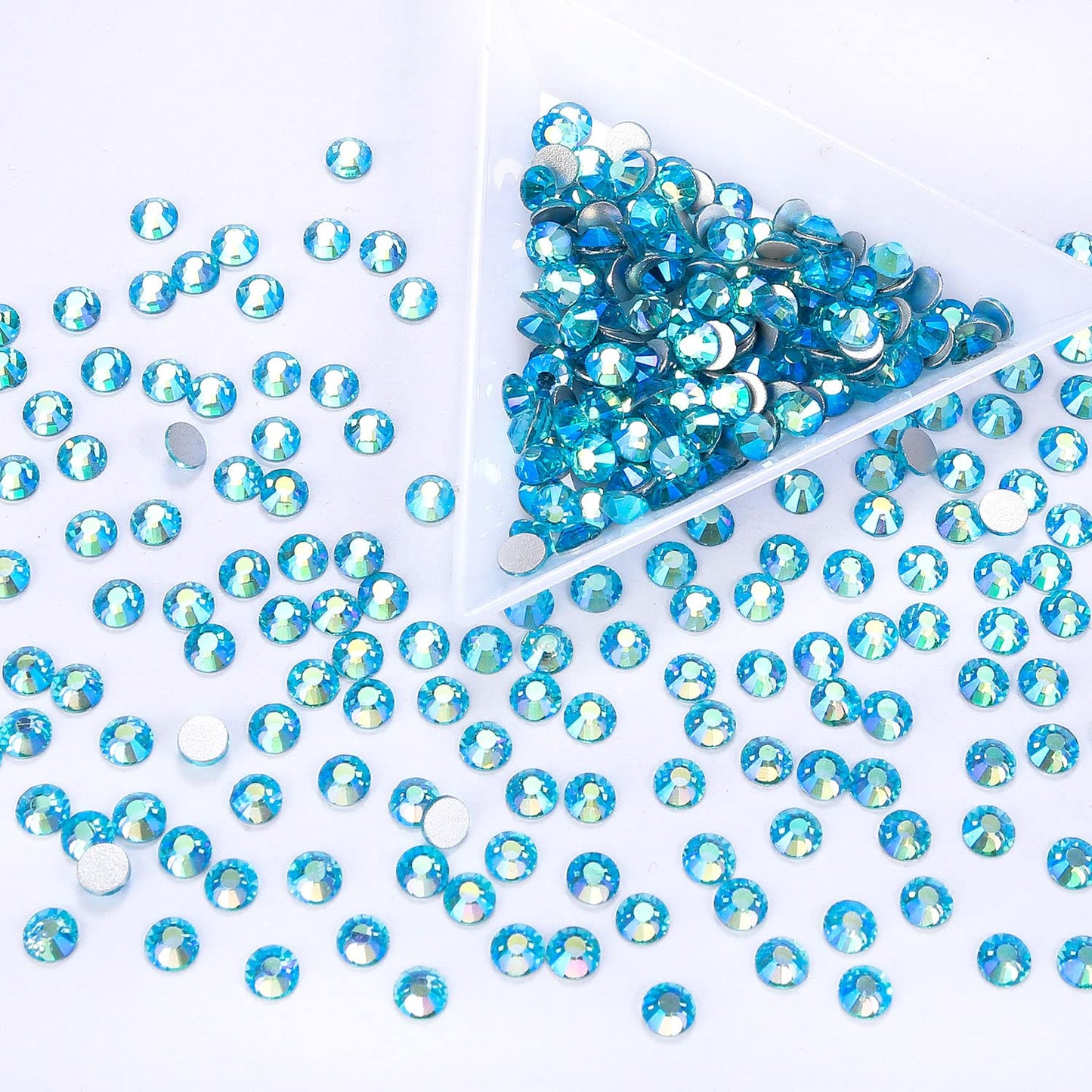 1440Pcs Aquamarine Ab Crystal Rhinestones,Glass Flatback Rhinestones Gemstones for Nail Face Makeup Art Crafts Clothes Decoration -(SS16,4.0mm,Aquamarine Ab)