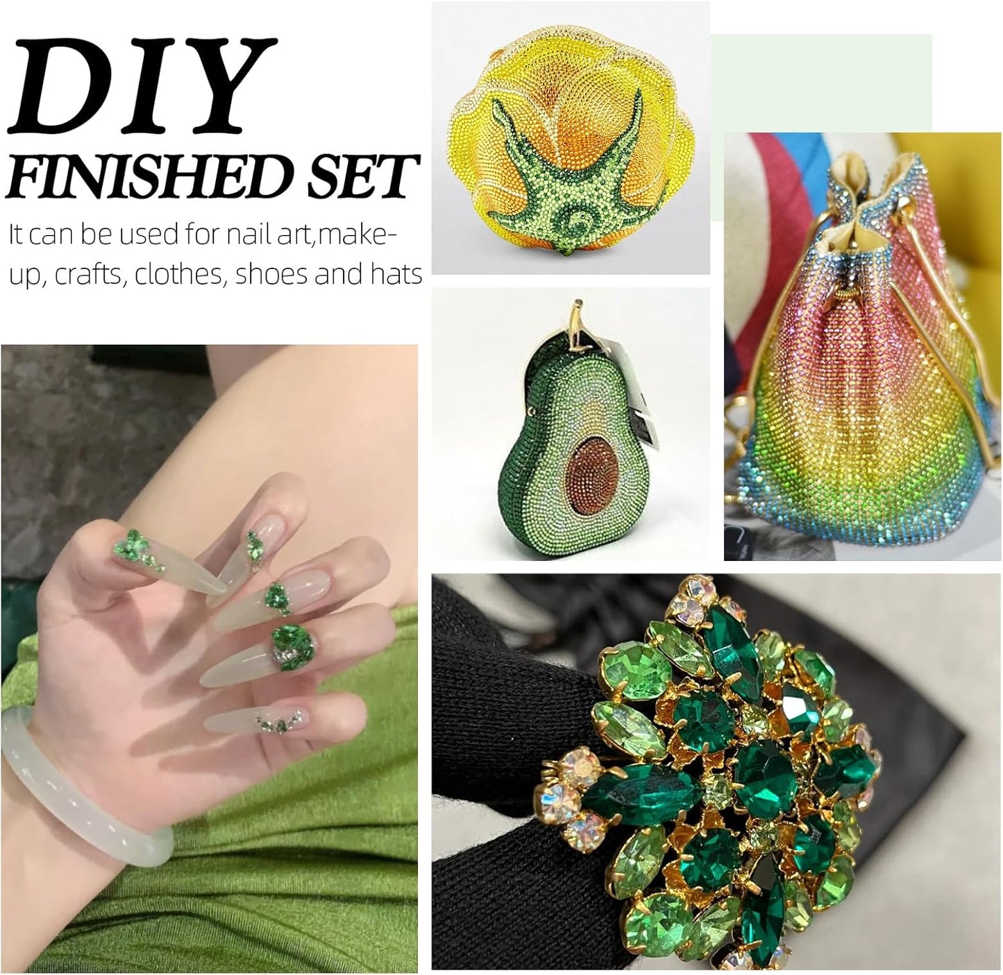 Light Green Flatback Rhinestones, Glass Rhinestones for Nail Art and Craft, Glue Fix, Loose Crystal Gemstones(Lt.Green, SS20, 2880pcs, 4.6-4.8mm)