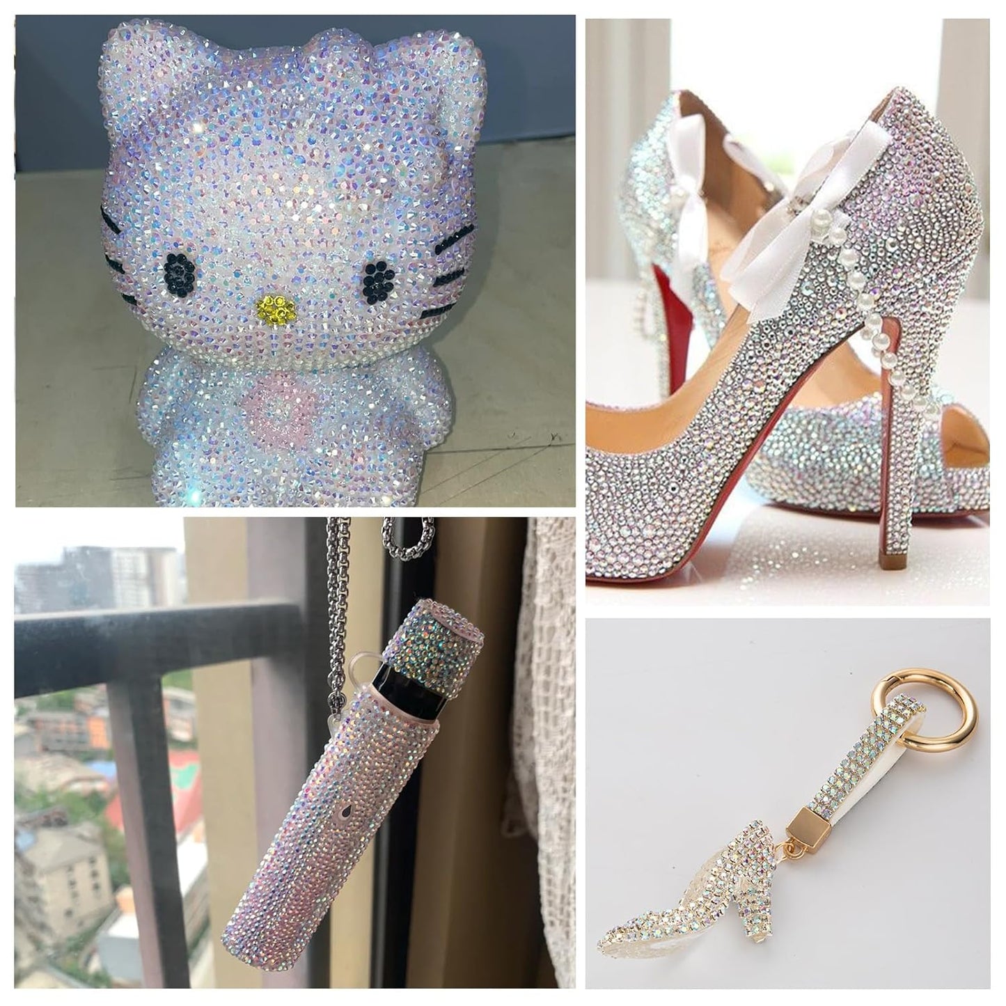 288Pcs Transparent AB Crystal Rhinestones,Glass Flatback Rhinestones Gemstones for Nail Face Makeup Art Crafts Clothes Decoration -(SS30,6.5mm,Transparent AB)