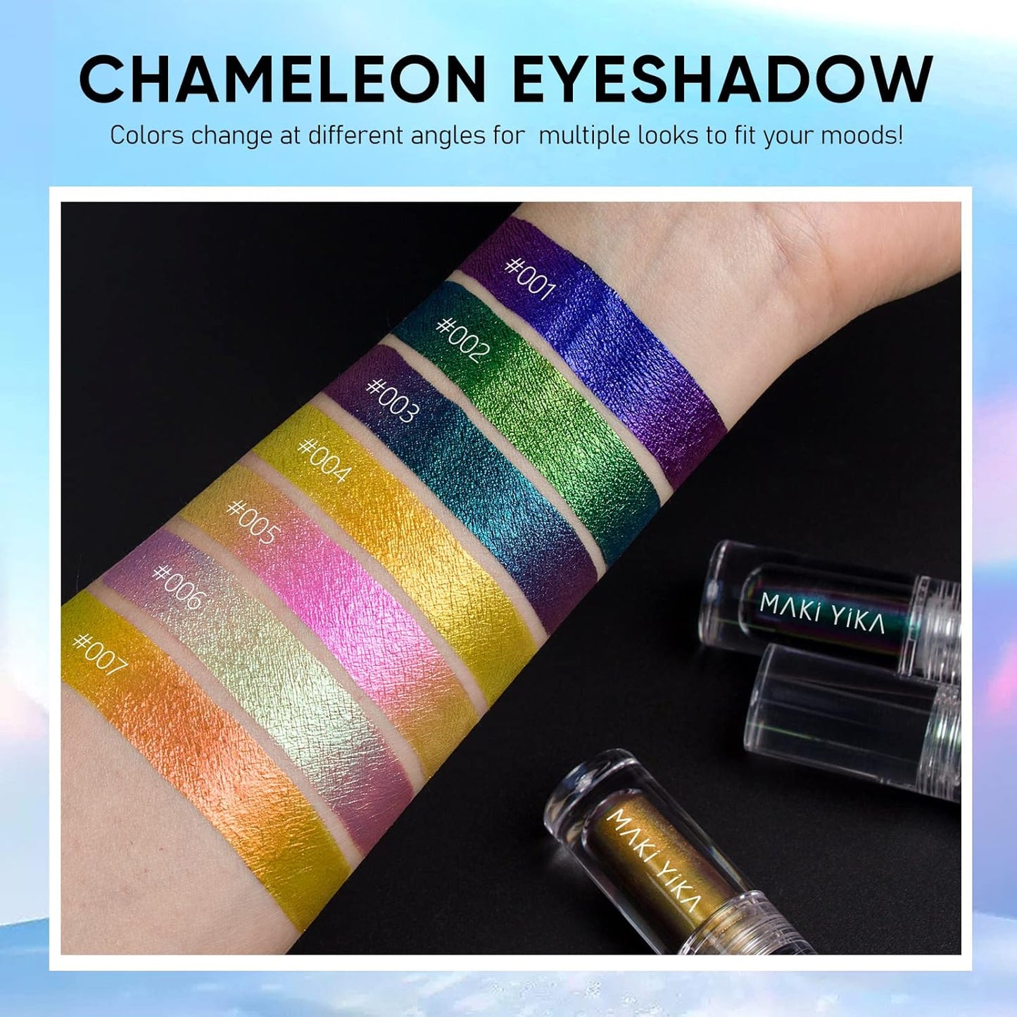 MAKI YIKA Glitter Eyeshadow Silver Liquid Multichrome Eyeshadows Long Lasting, Metallic Chameleon Eye Shadow Smudgeproof Holographic Eye Topper Glitters (#10 Pearl)