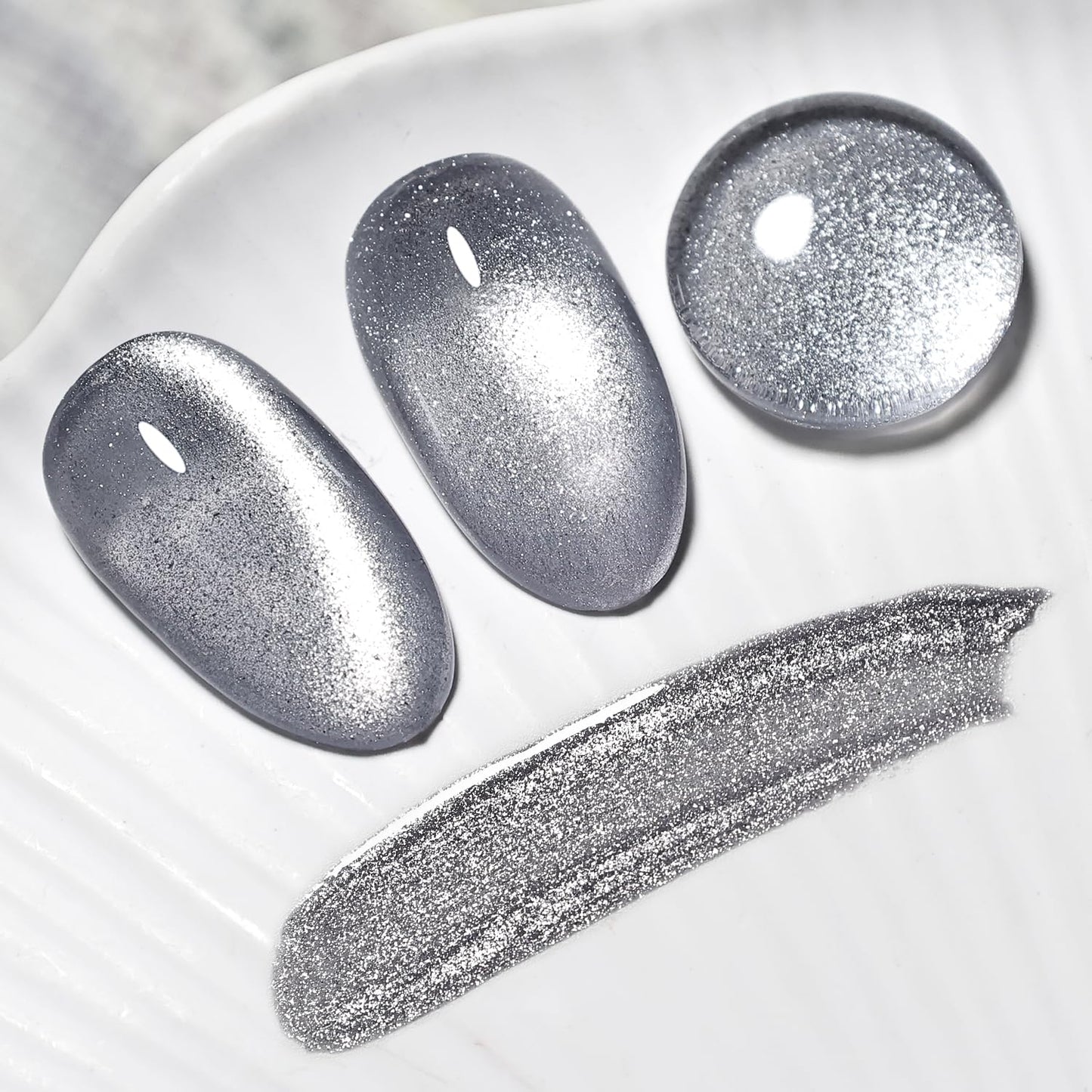 JODSONE 16.5ml Cat Eye Gel Nail Polish Silver for Holographic Glitter Cat Eye with Magnet Need U V Curing