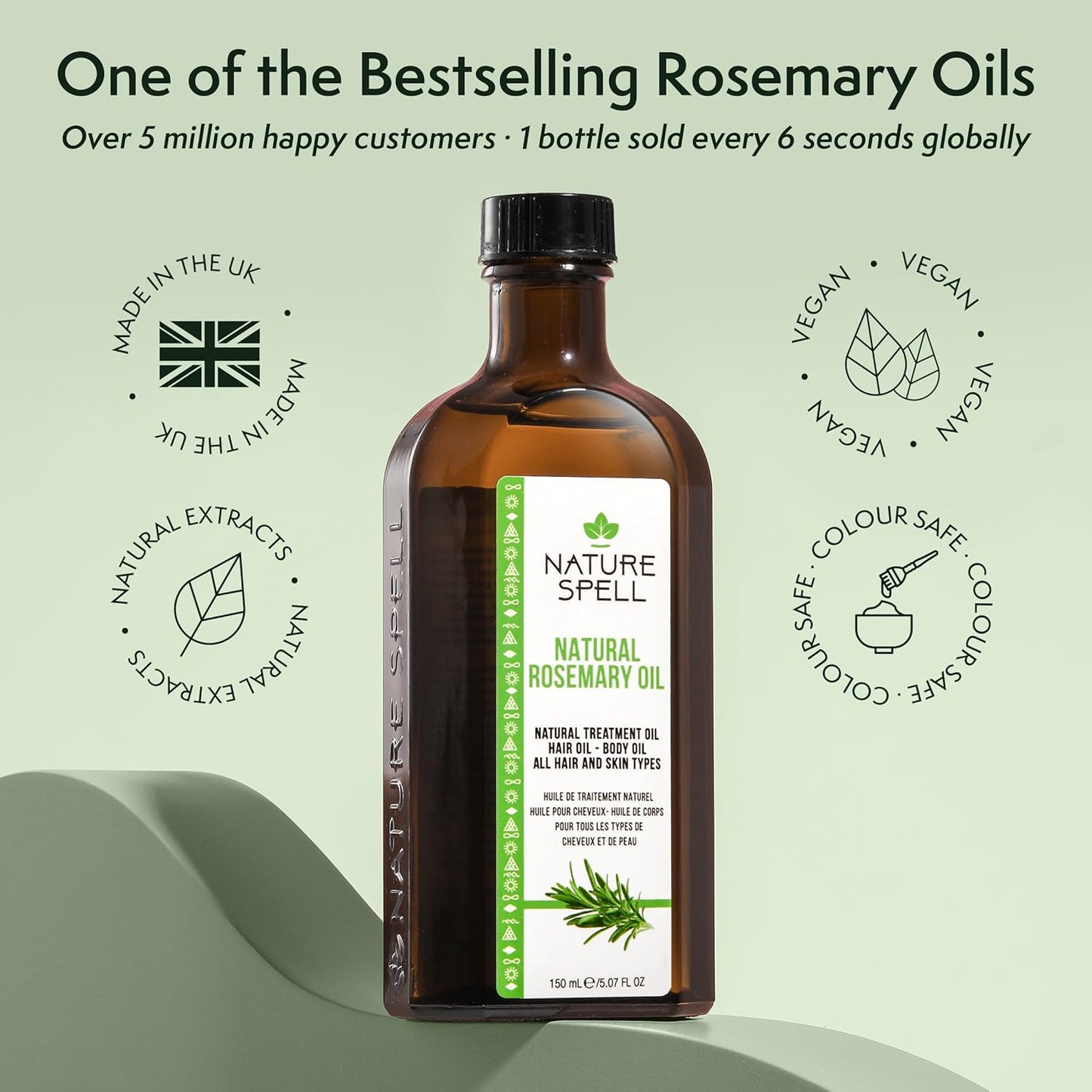 Nature Spell Rosemary Oil For Hair Growth, Pre-Diluted Hair & Scalp Oil Nourishes Dry, Damaged Hair, For Women & Men, 5.07 Fl Oz