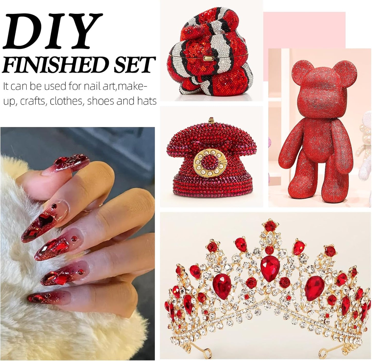 Light Siam Flatback Rhinestones, Glass Rhinestones for Nail Art and Craft, Glue Fix, Loose Crystal Gemstones(Red, SS30, 288pcs, 6.4-6.6mm)