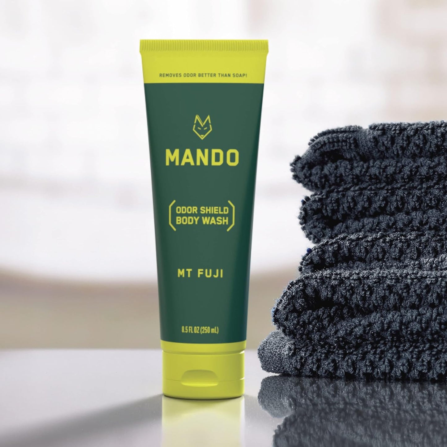 Mando Odor Shield Body Wash - 24 Hour Control - Removes Odor Better than Soap - SLS and Paraben Free, Skin Safe - 8.5 Ounce (Mt Fuji)