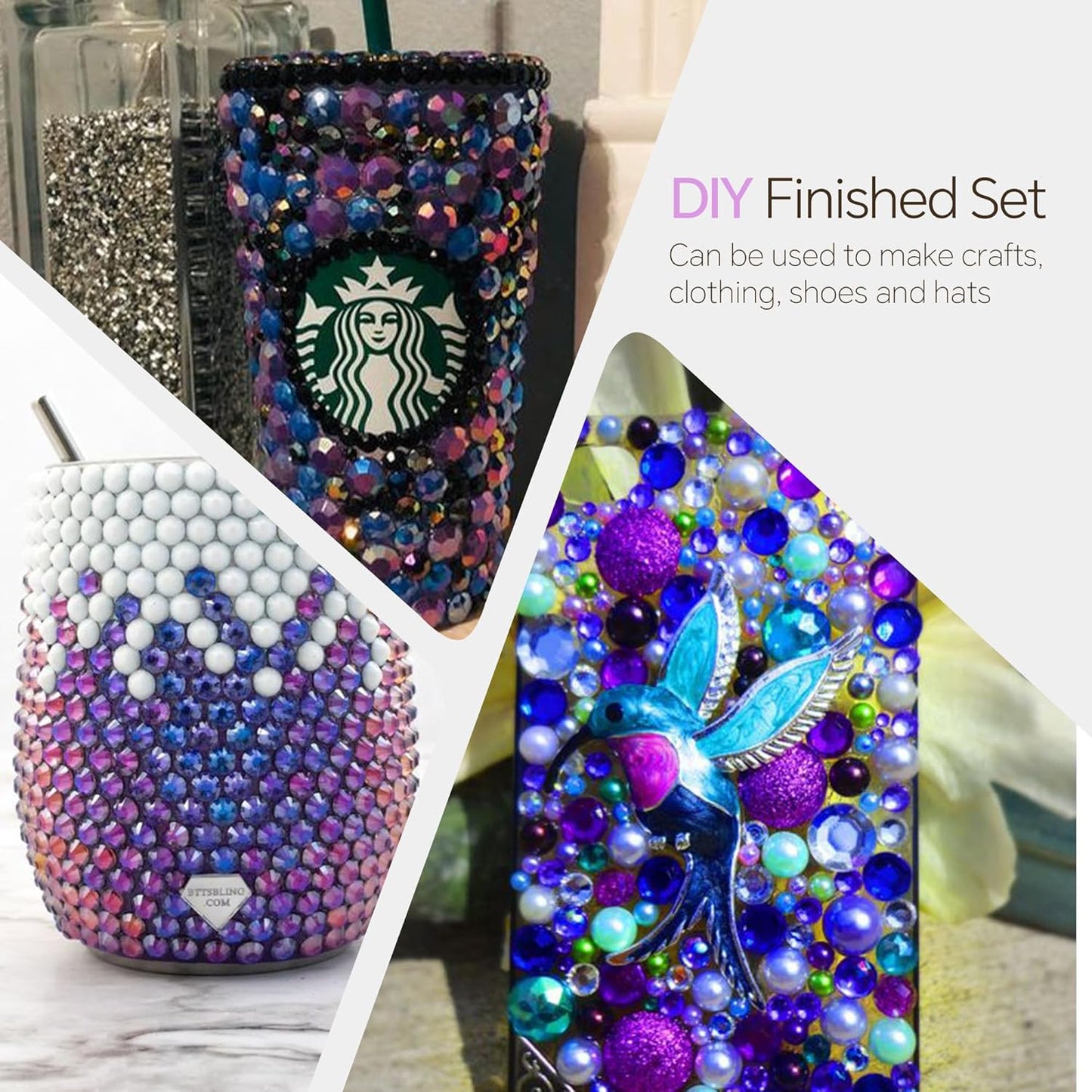 60g Dark Blue Flat Back Pearls Rhinestones for Crafts Mixed Size 3mm-10mm AB Color Round Half Pearls Flatback Pearl Beads and Resin Rhinestones Set for Face Art with Glue