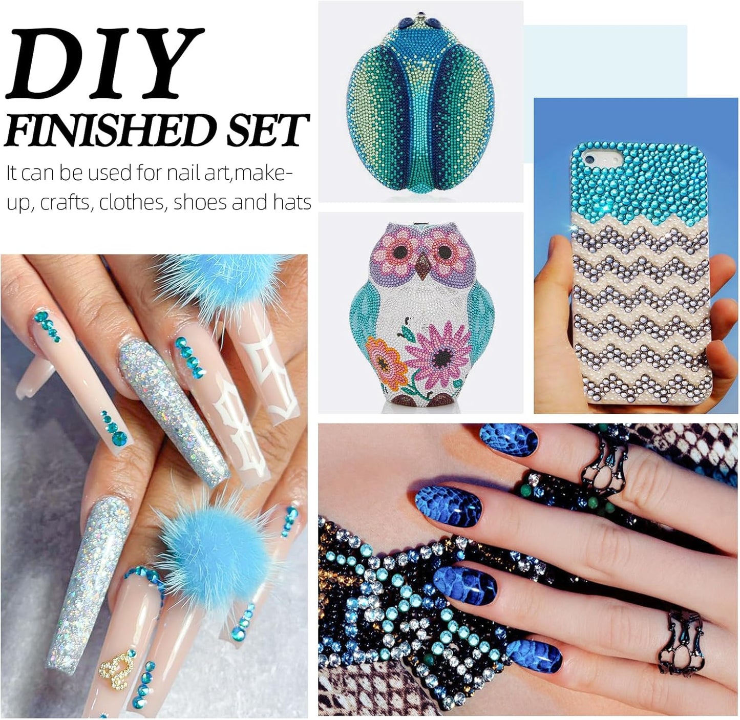 Malachite Blue Flatback Rhinestones, Glass Rhinestones for Nail Art and Craft, Glue Fix, Loose Crystal Gemstones(Malachite Blue, SS6, 1440pcs, 1.9-2.0mm)